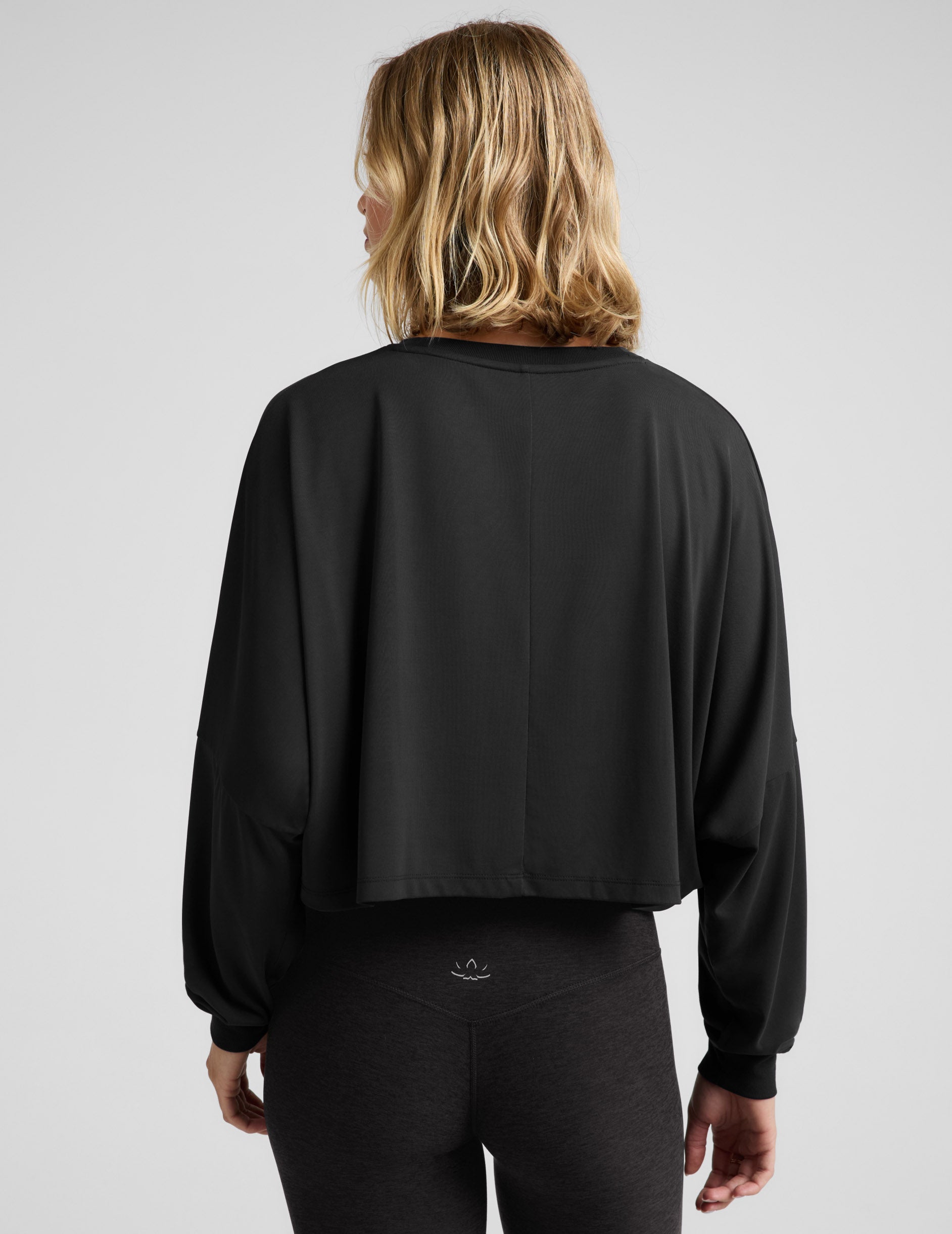 Studio Luxe Cropped Long Sleeve Tee - Black