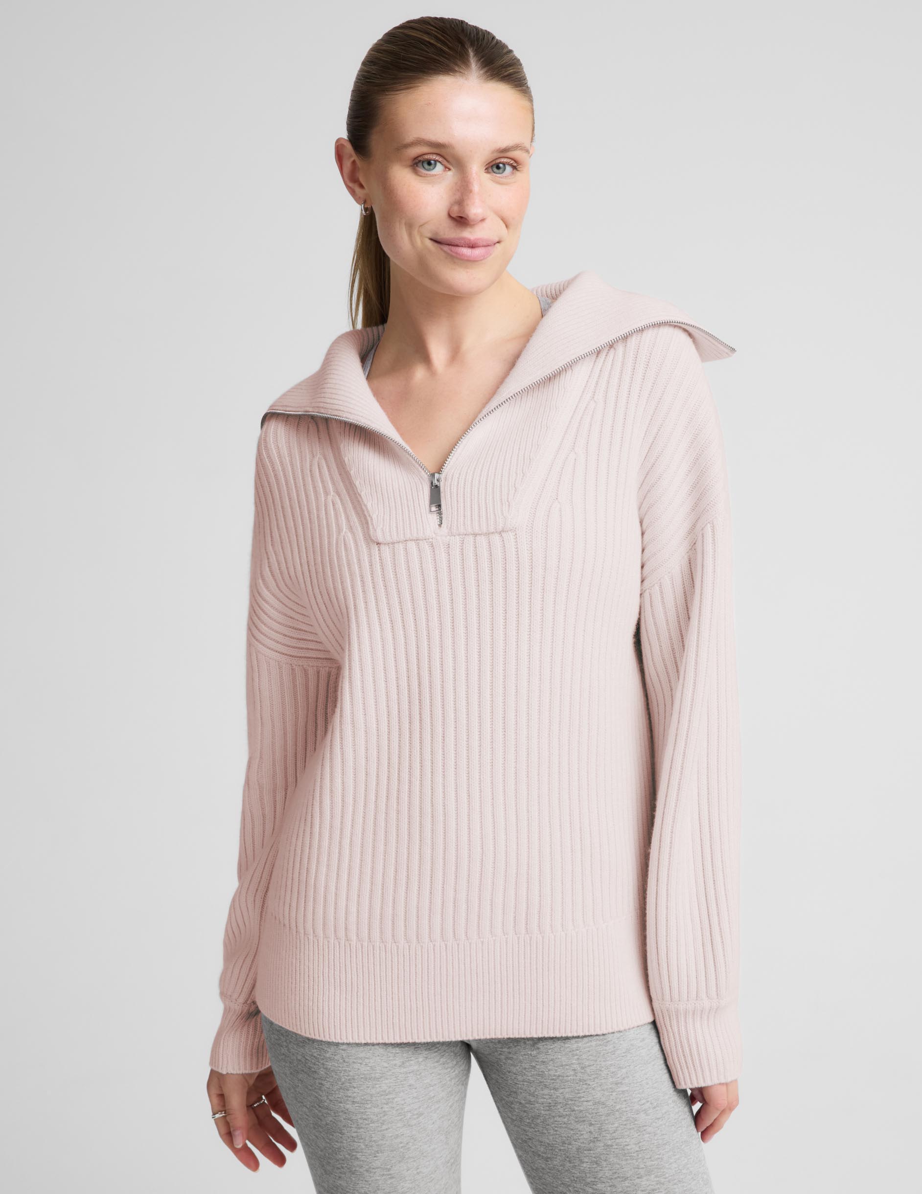 Wool Blend Collared Pullover - Soft Orchid