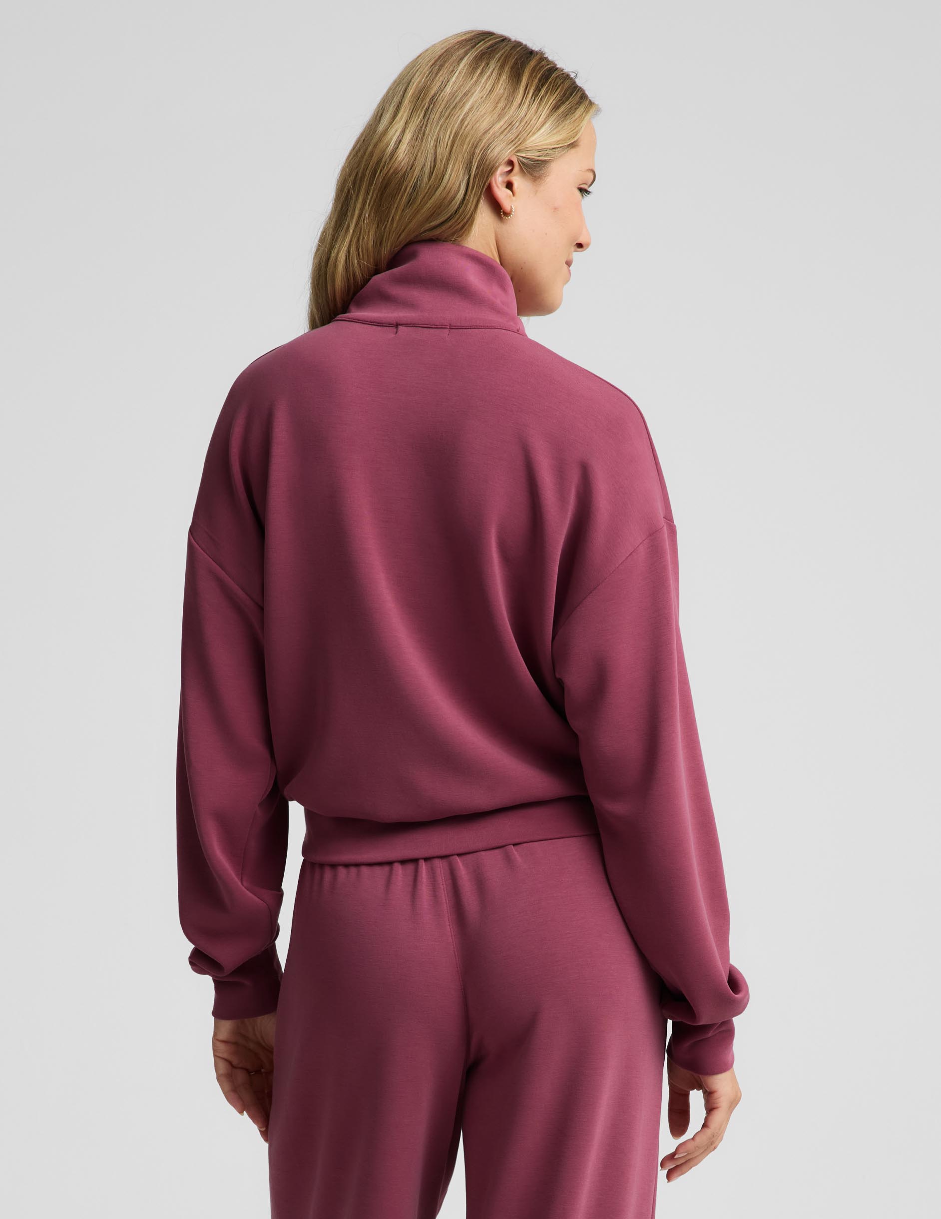 Luxe Sandwash Half Zip Pullover - Muted Mauve