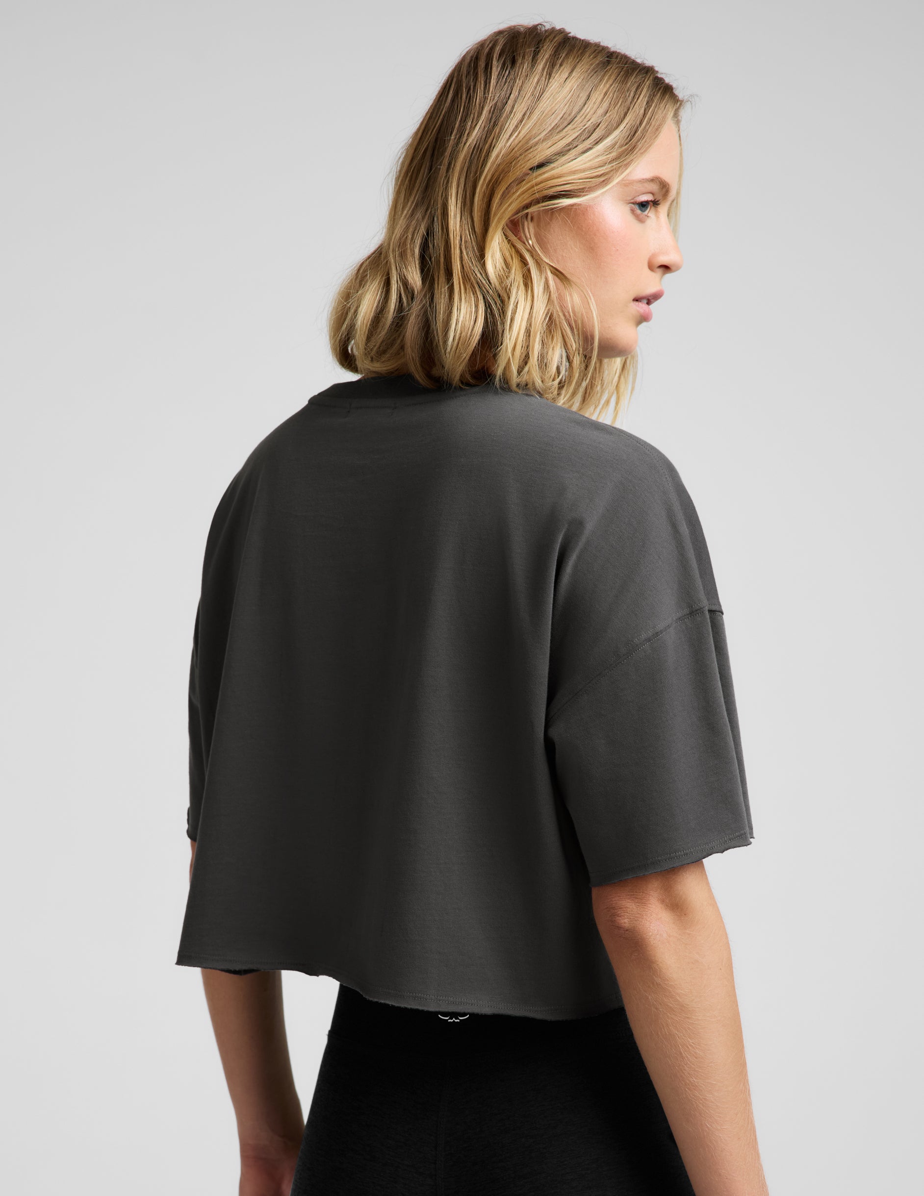 SoftKnit Better Than Ever Cropped Cotton Tee - Black Ash
