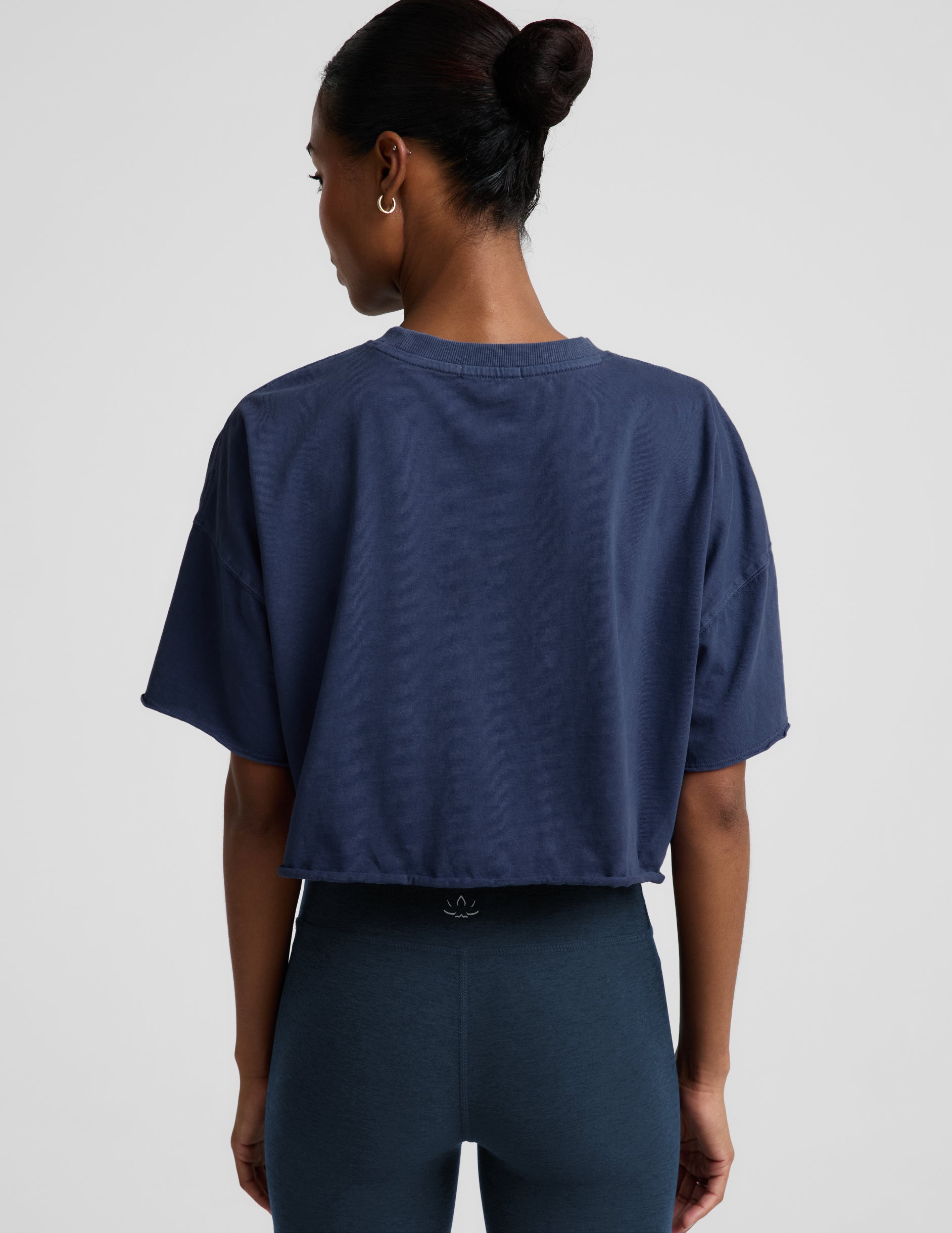 SoftKnit Better Than Ever Cropped Cotton Tee - Washed Deep Ocean