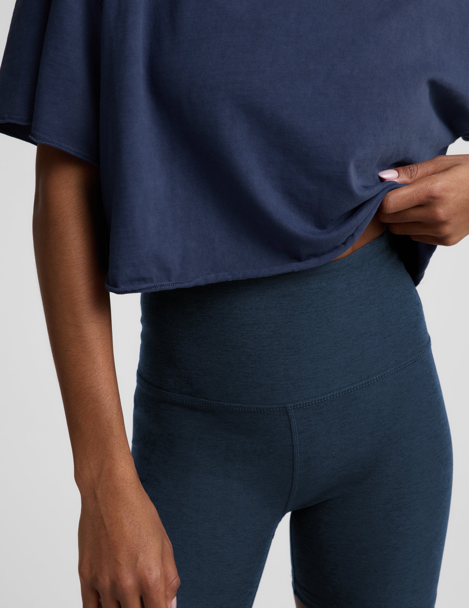 SoftKnit Better Than Ever Cropped Cotton Tee - Washed Deep Ocean