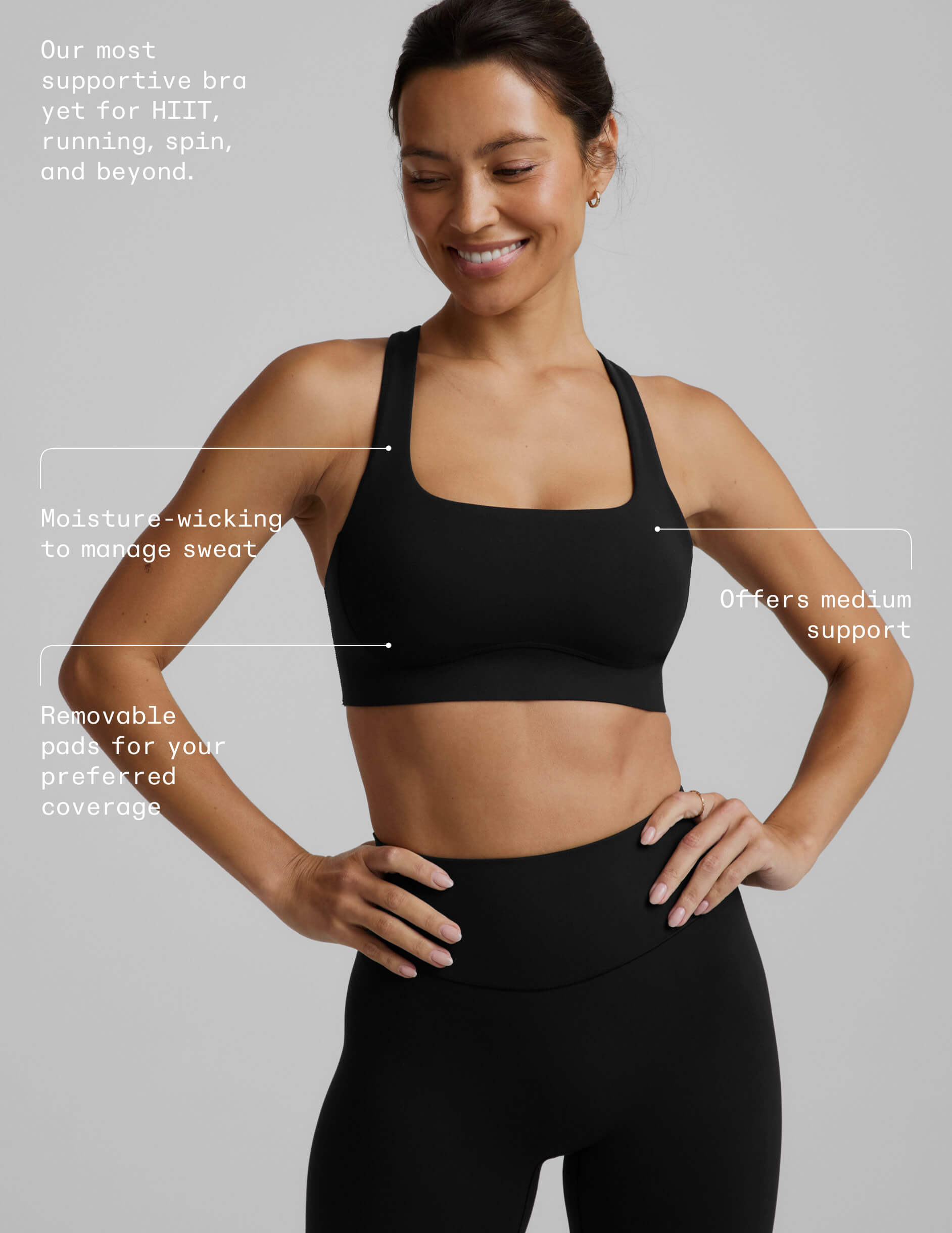 glowzone™ Medium Impact Bra - Pitch Black