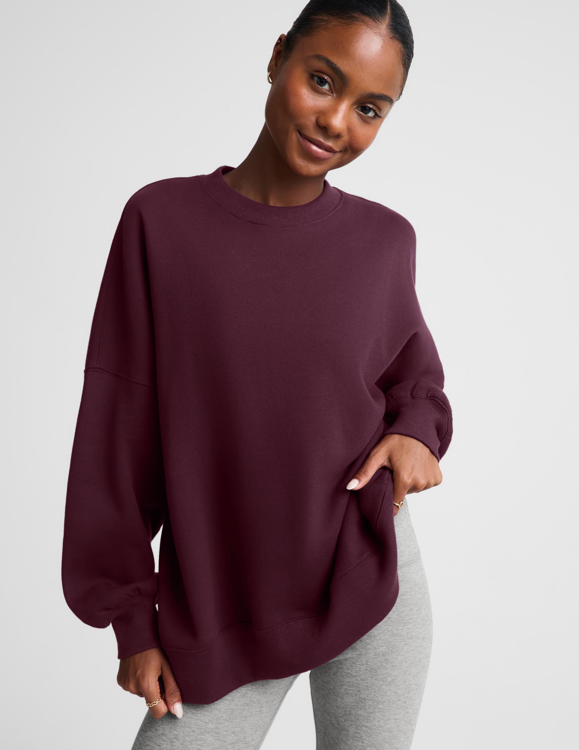 LuxeFleece 2.0™ Oversized Crewneck - Cabernet