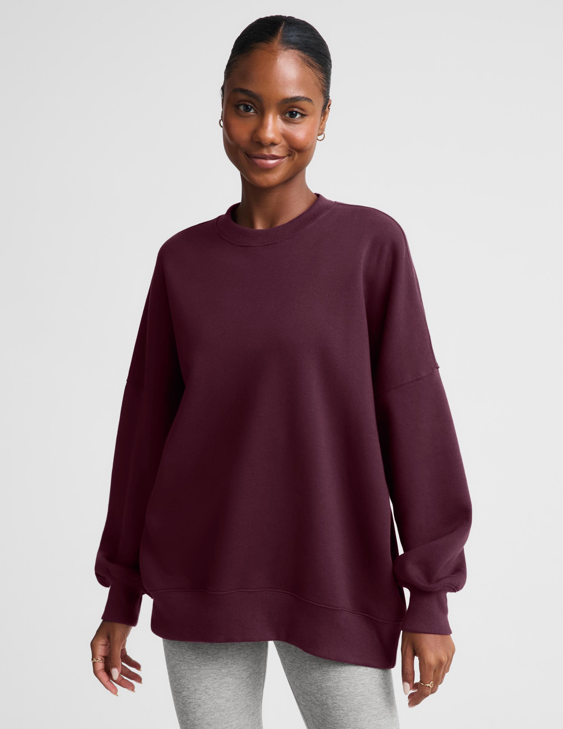 LuxeFleece 2.0™ Oversized Crewneck - Cabernet