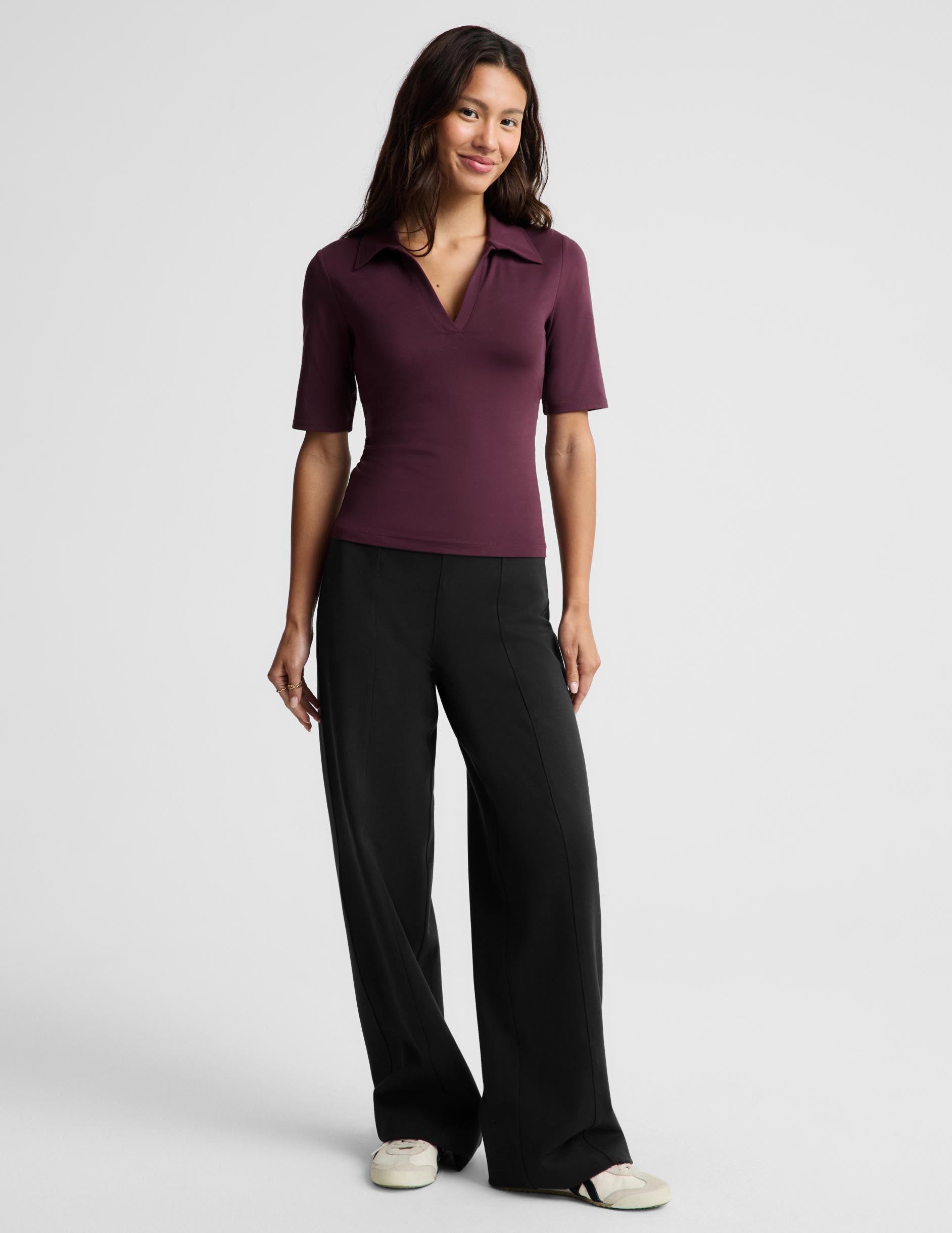 Sport Active V-Neck Polo - Cabernet