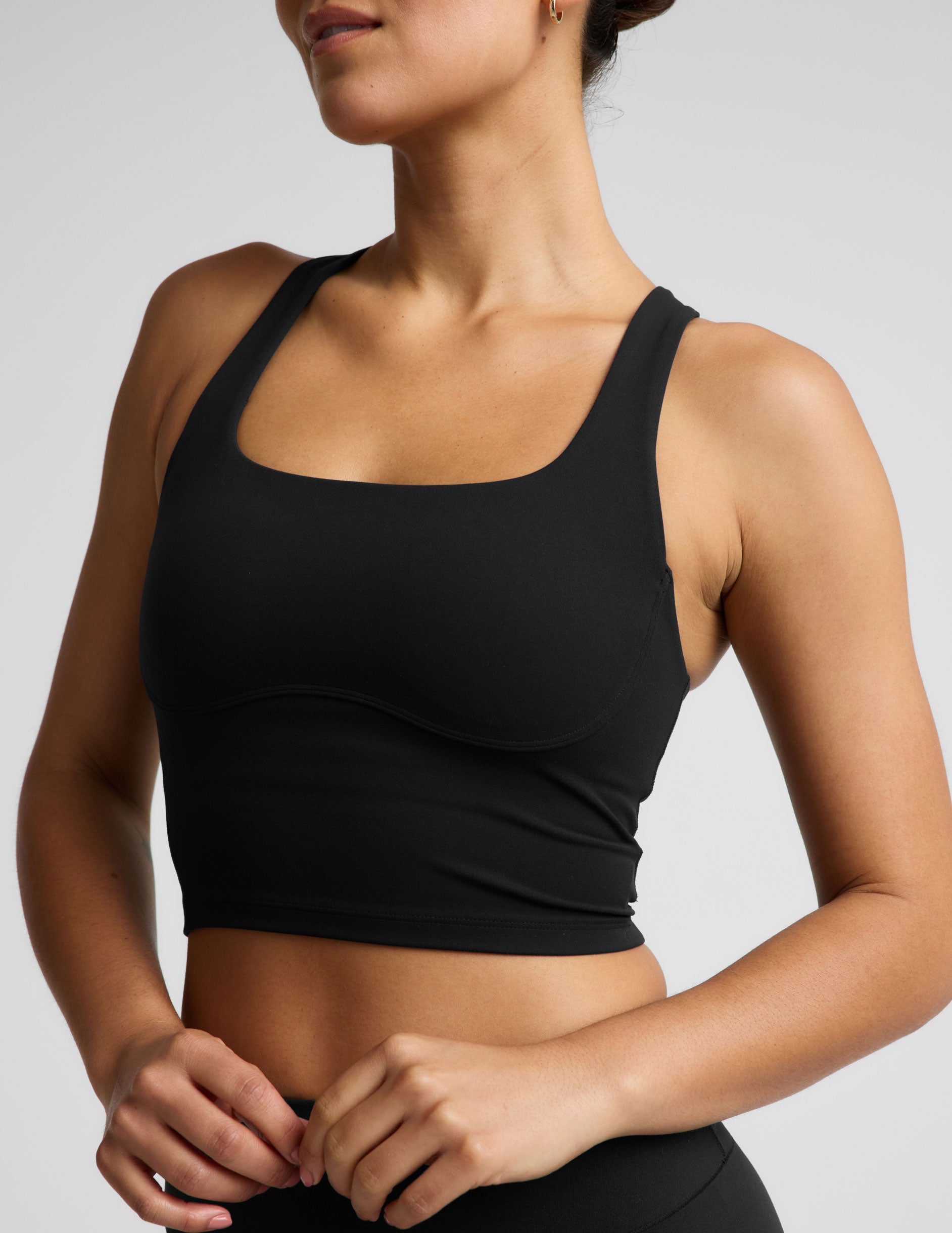 glowzone™ Medium Impact Cropped Tank - Pitch Black