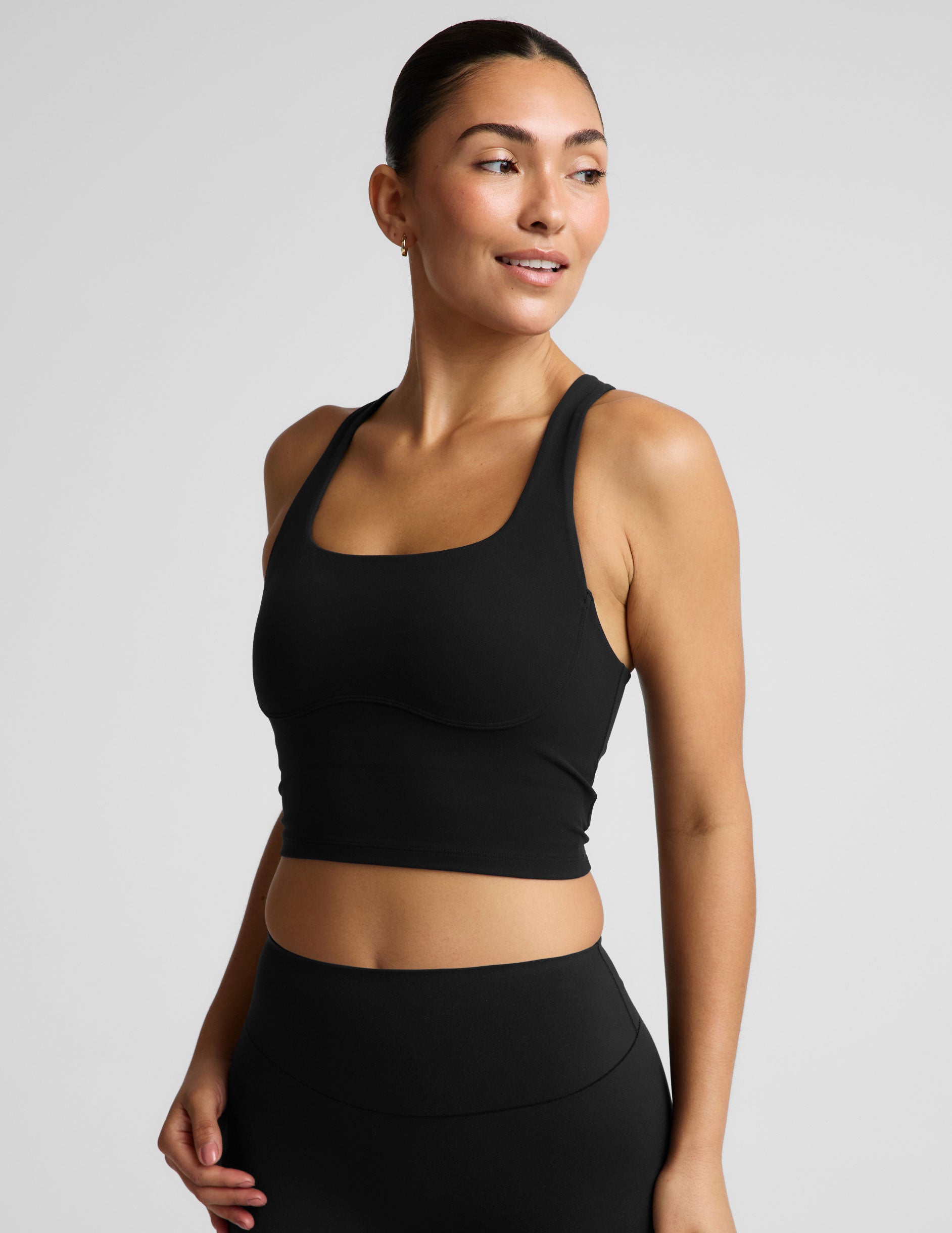 glowzone™ Medium Impact Cropped Tank - Pitch Black