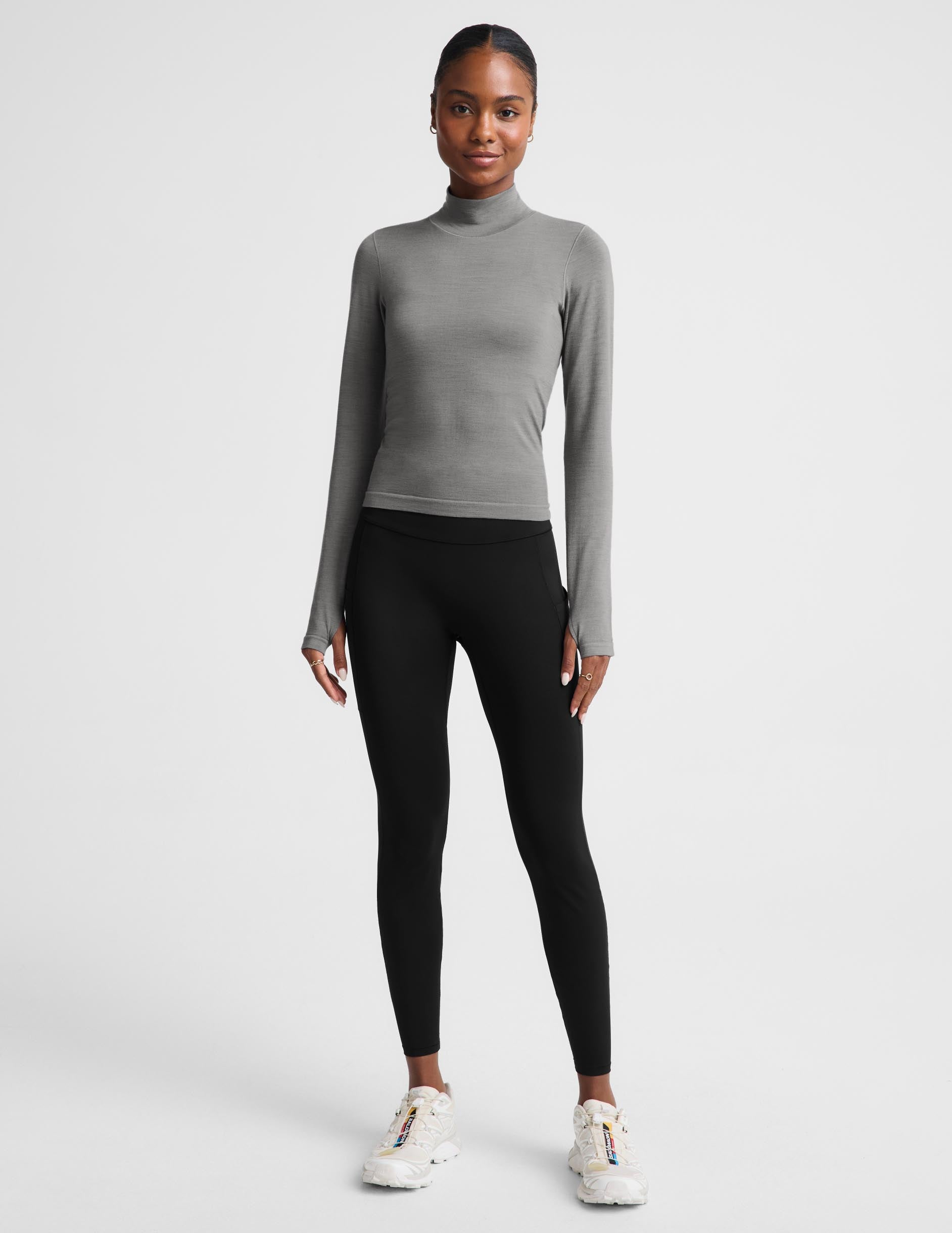 LuxeKnit Merino Wool Turtleneck - Storm Gray Heather