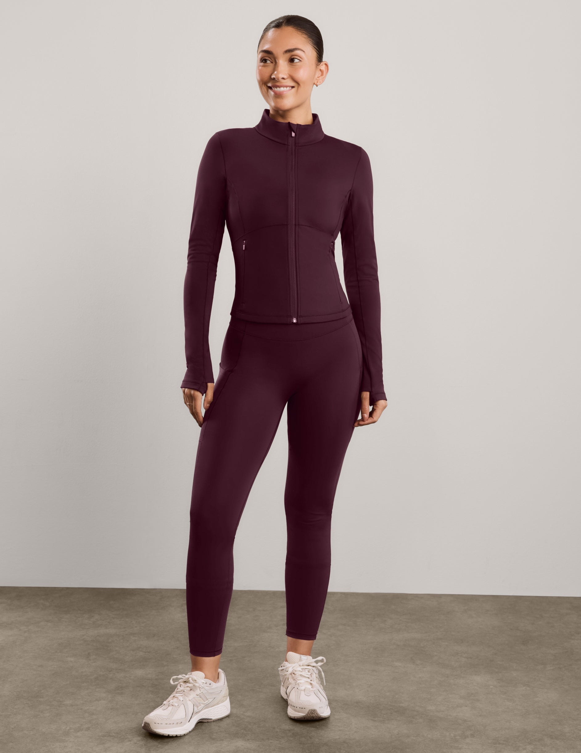 Pacer Fleece-Backed Full Zip Jacket - Cabernet