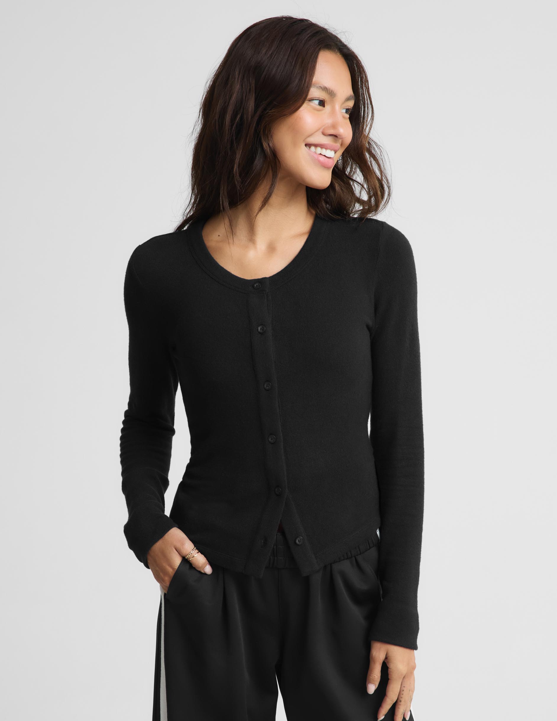 LuxeLayer Fitted Cardigan - Black