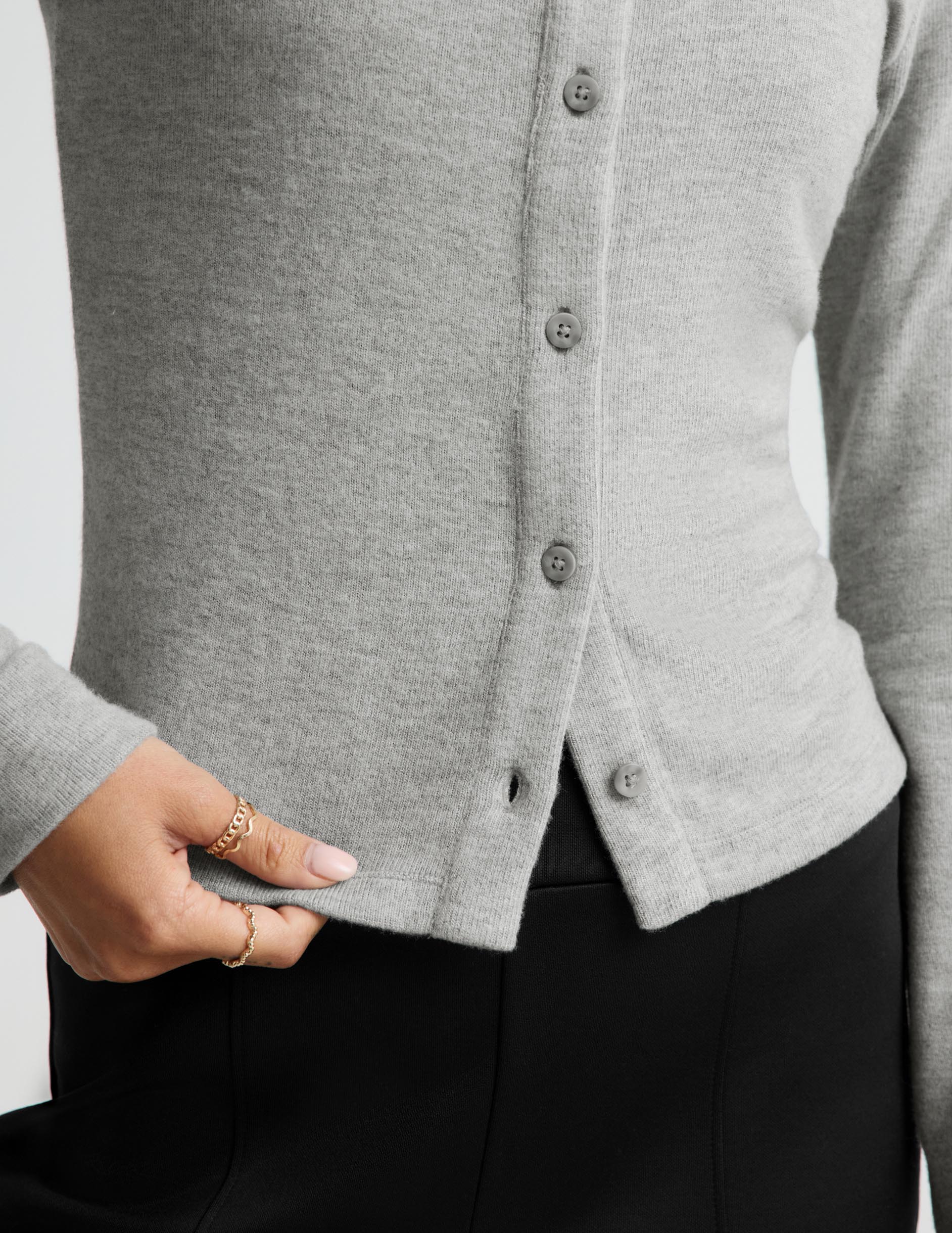 LuxeLayer Fitted Cardigan - Heather Gray