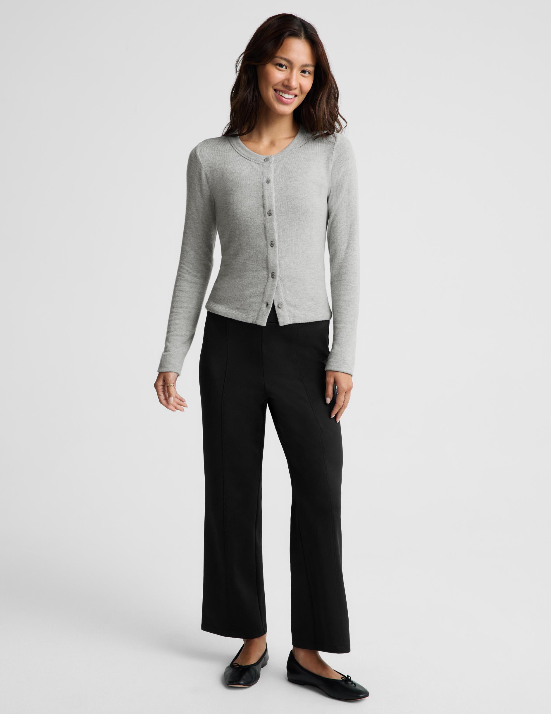LuxeLayer Fitted Cardigan - Heather Gray