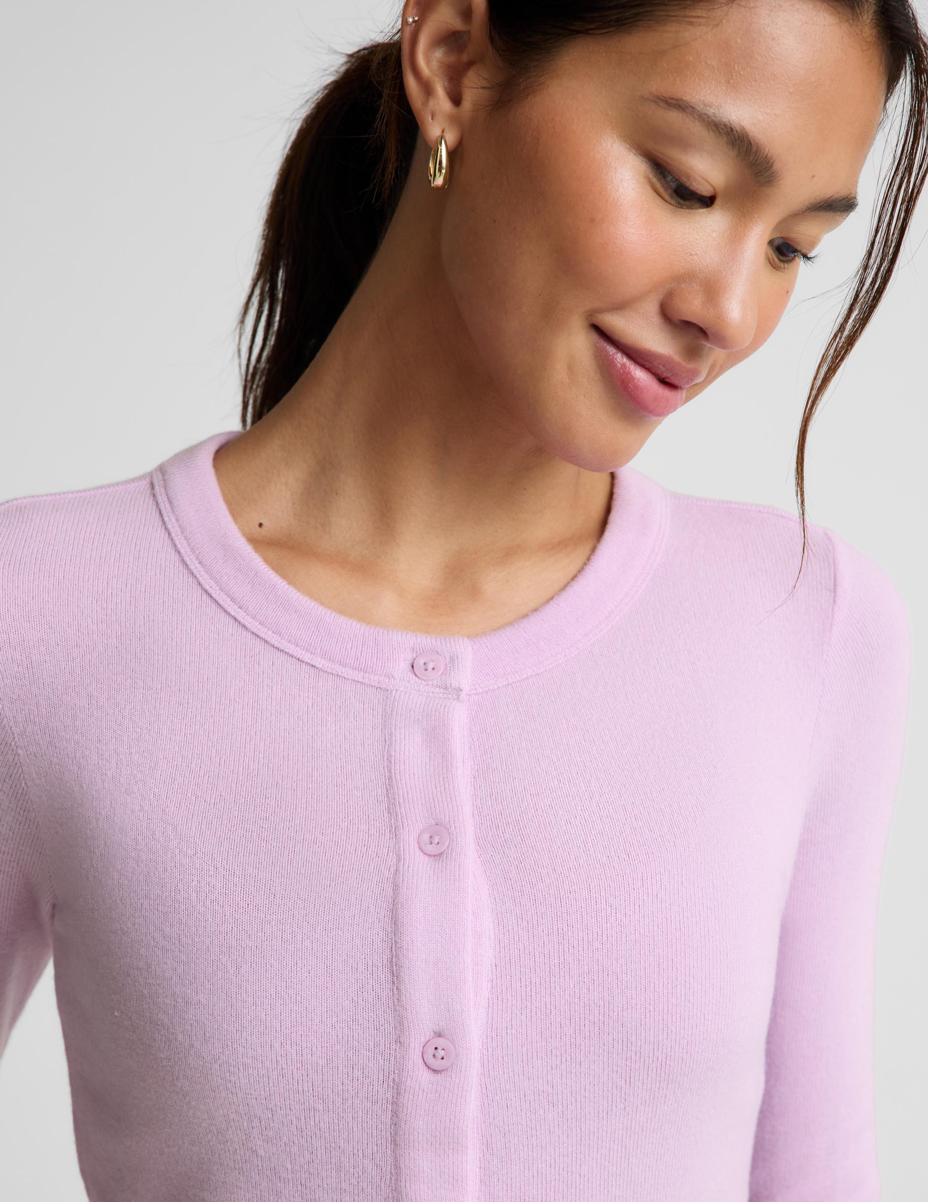 LuxeLayer Fitted Cardigan - Lavender Cream
