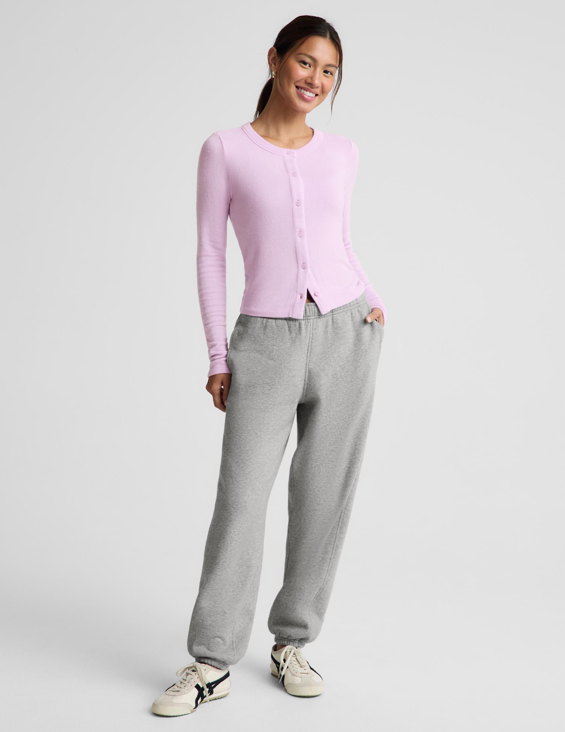 LuxeLayer Fitted Cardigan - Lavender Cream
