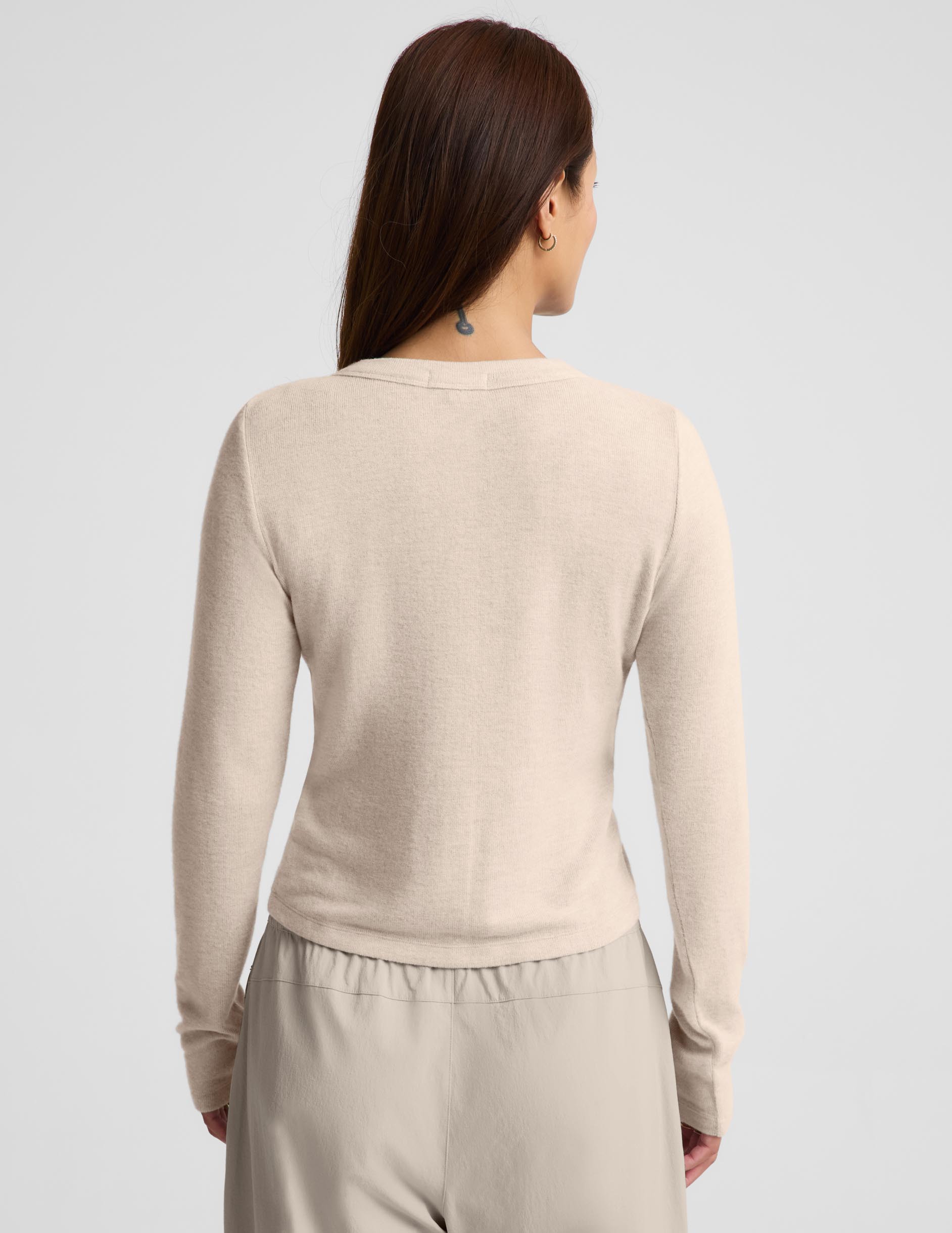 LuxeLayer Fitted Cardigan - Oatmeal Heather