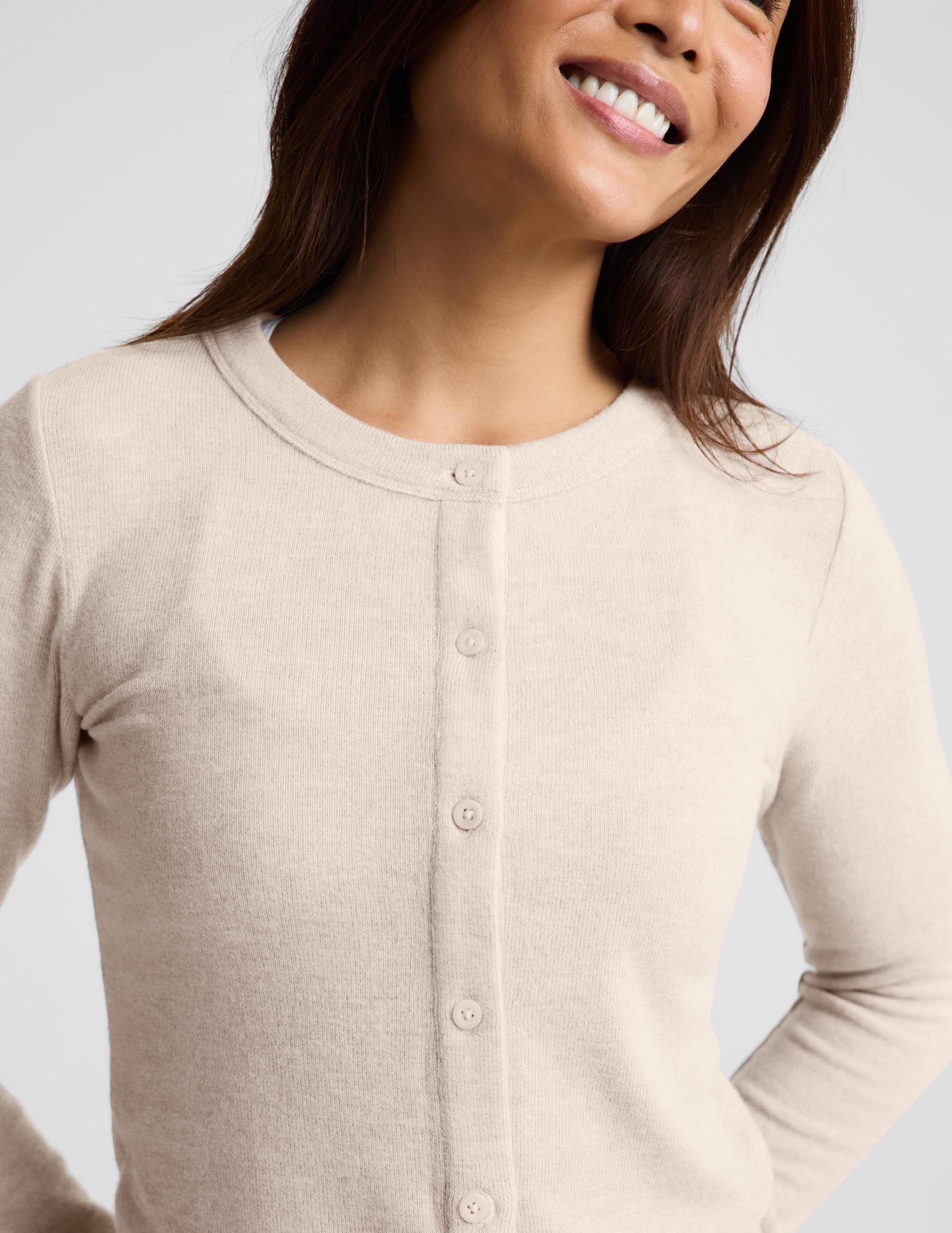 LuxeLayer Fitted Cardigan - Oatmeal Heather