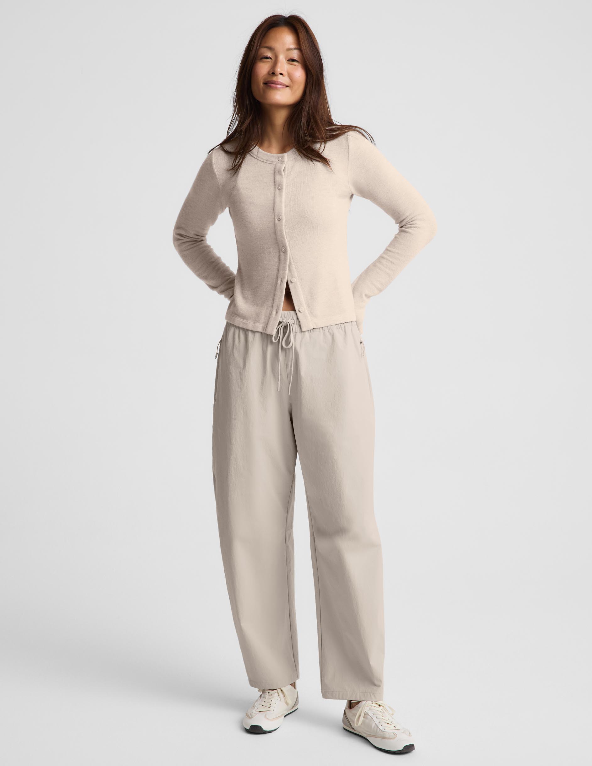 LuxeLayer Fitted Cardigan - Oatmeal Heather