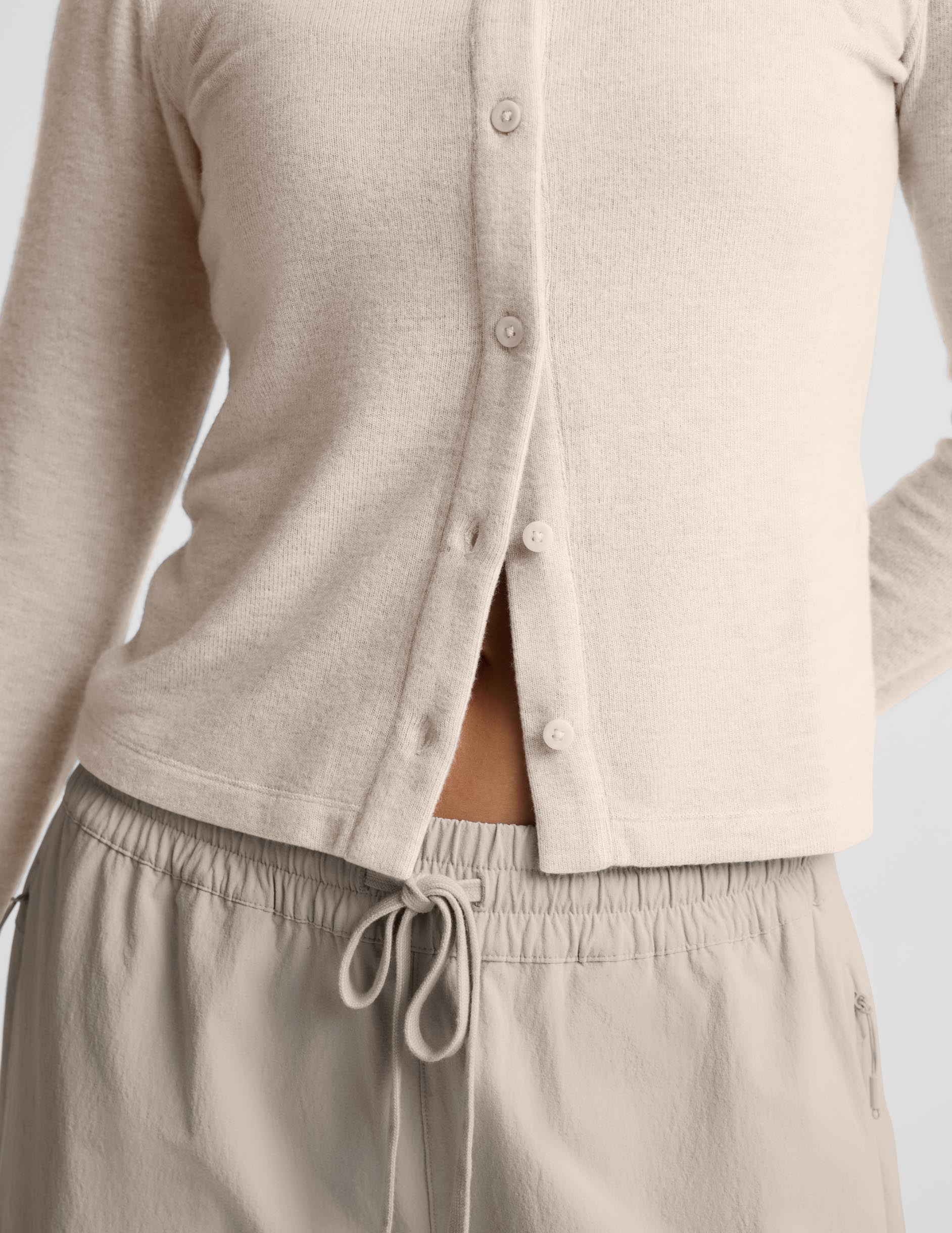 LuxeLayer Fitted Cardigan - Oatmeal Heather