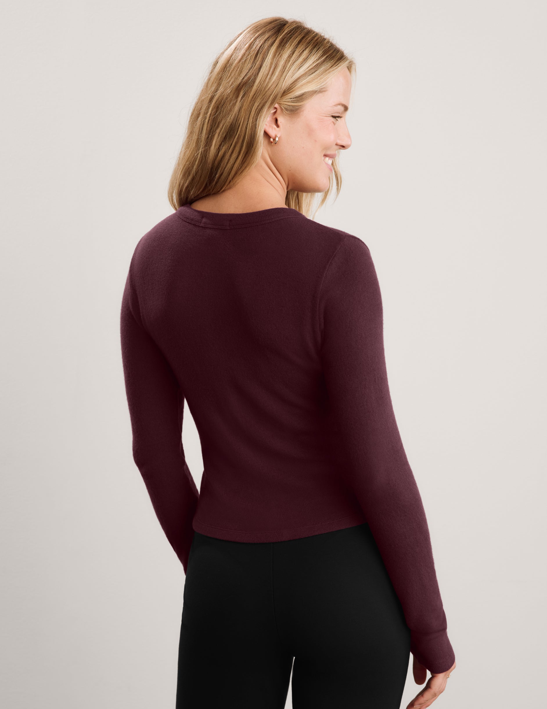LuxeLayer Fitted Cardigan - Cabernet