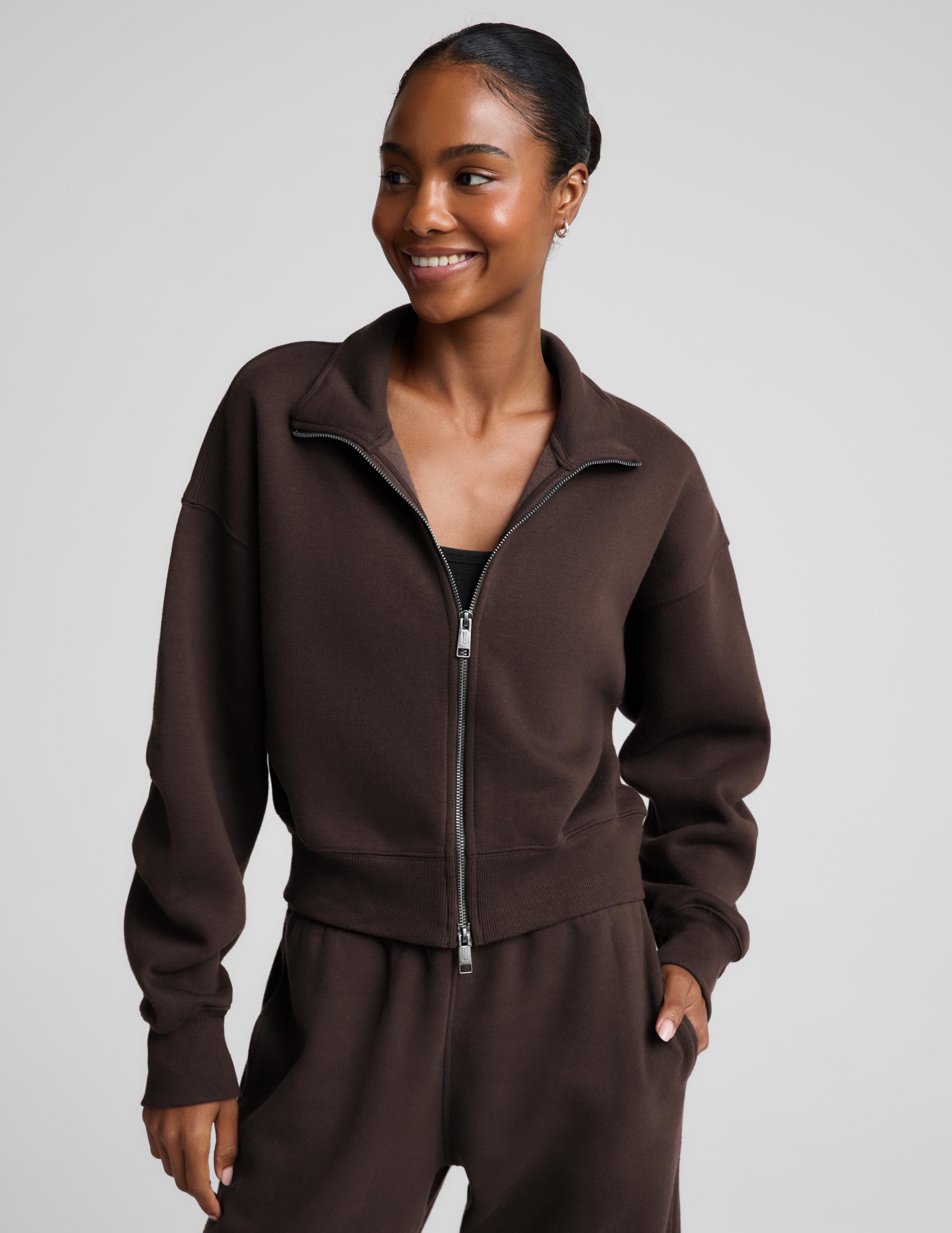 LuxeFleece 2.0™ Double Zip Jacket - Dark Chocolate