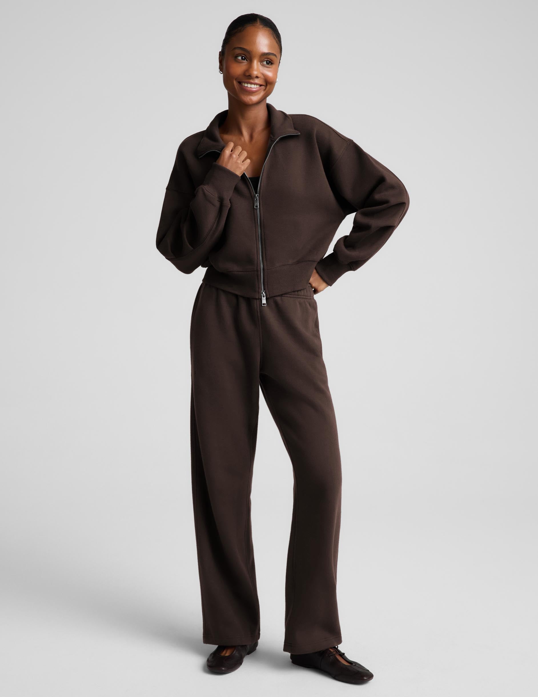LuxeFleece 2.0™ Double Zip Jacket - Dark Chocolate