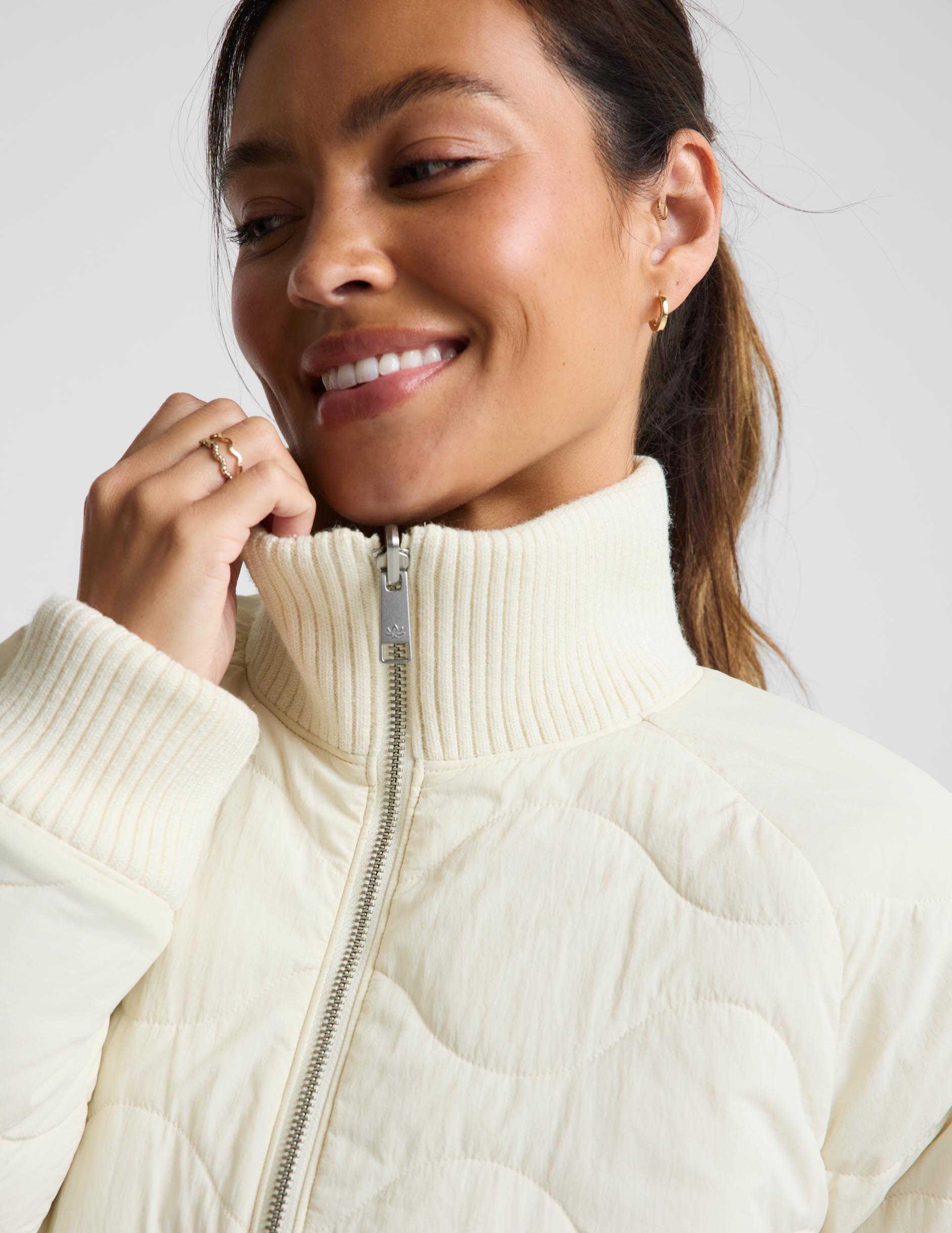 Roam Quilted Reversible Jacket - Bone/Riverbed