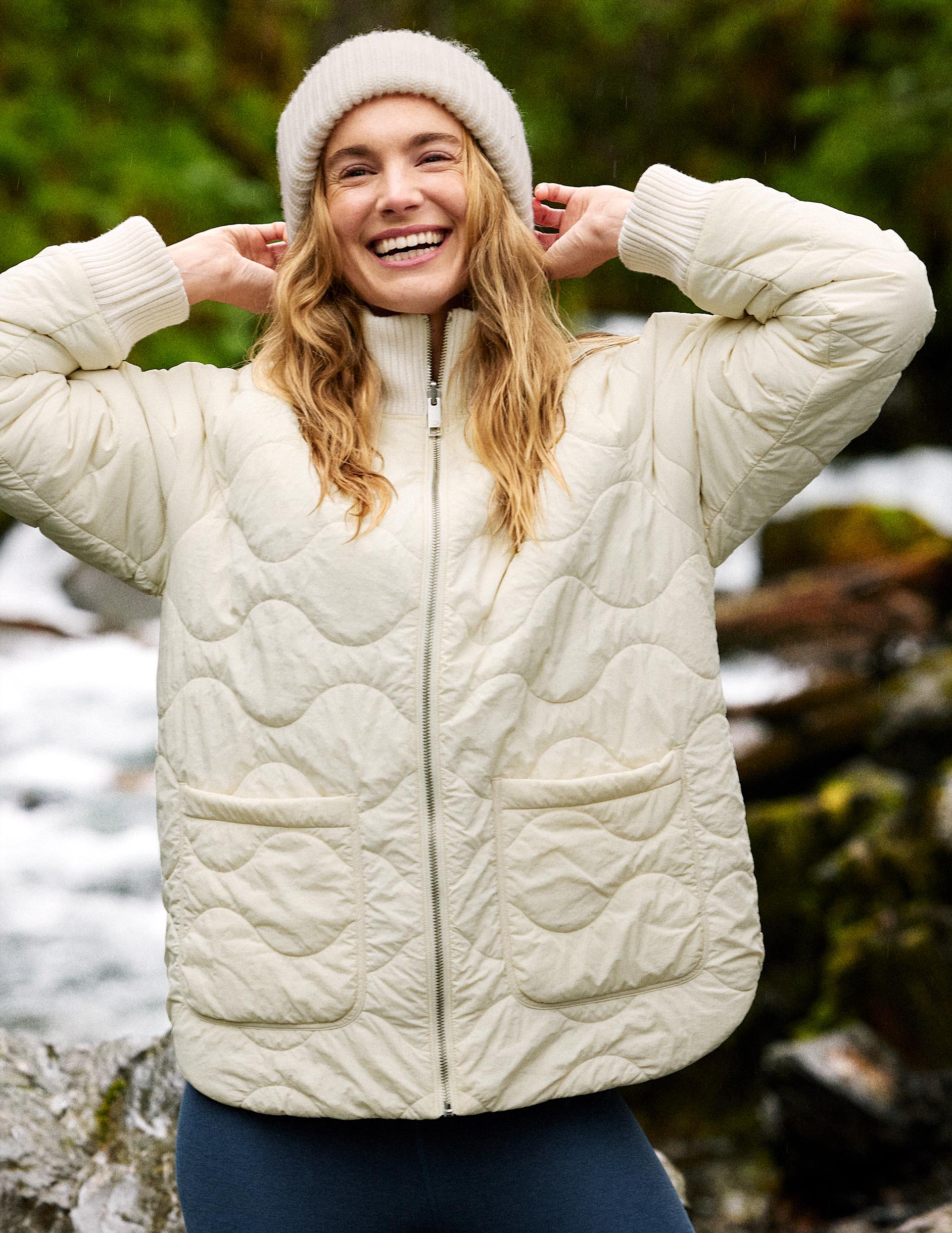 Roam Quilted Reversible Jacket - Bone/Riverbed