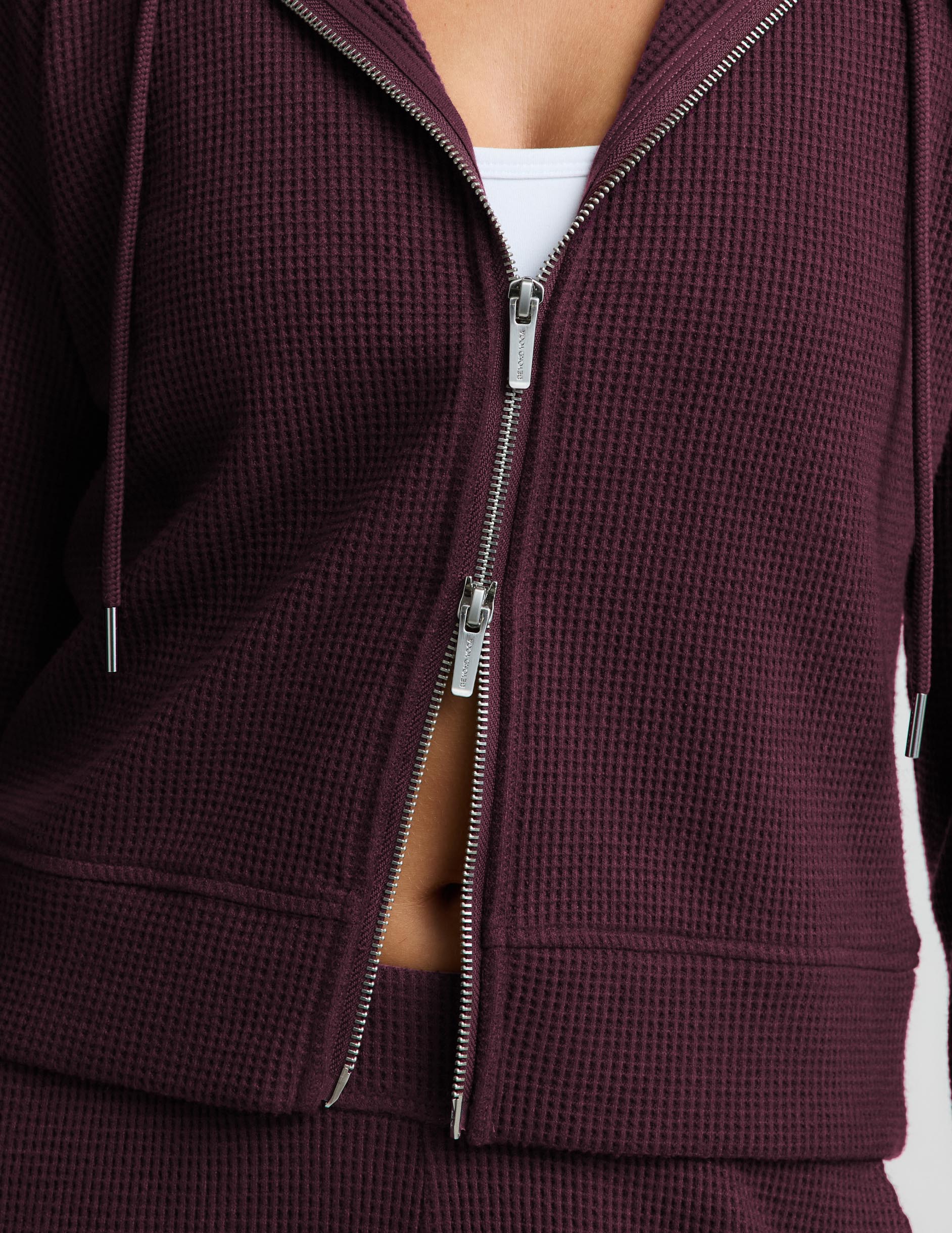 Rest Day Waffle Hooded Jacket - Cabernet