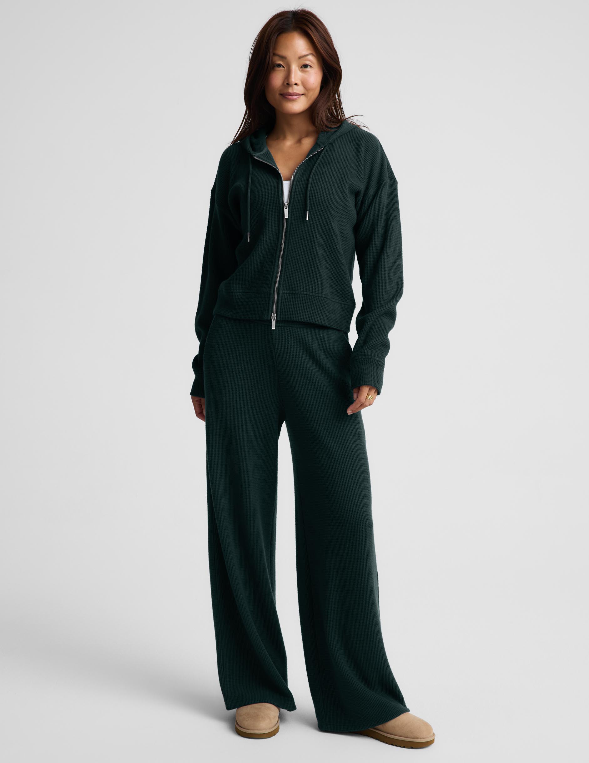 Rest Day Waffle Hooded Jacket - Dark Ivy