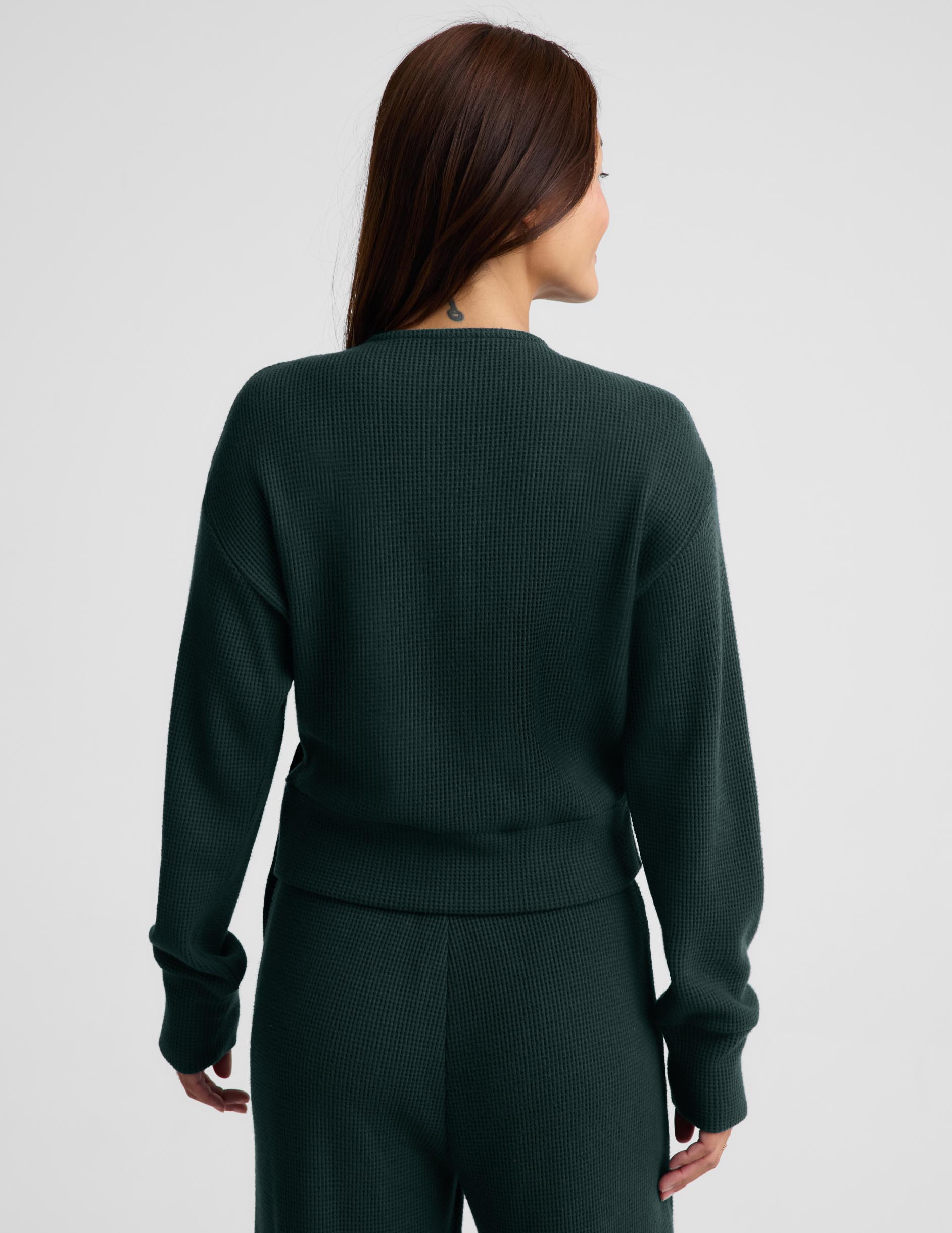 Rest Day Waffle Wrap Pullover - Dark Ivy