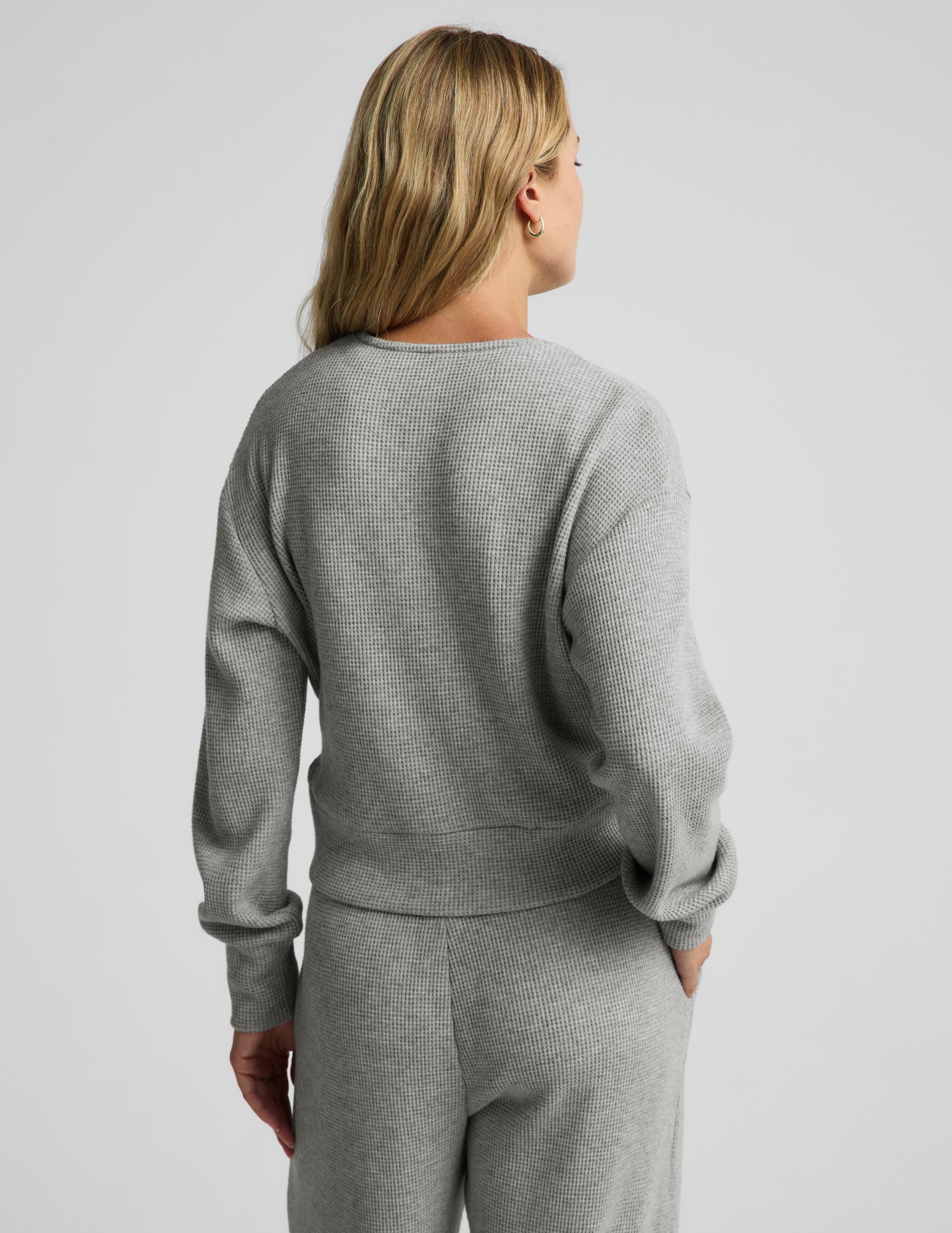 Rest Day Waffle Wrap Pullover - Heather Gray