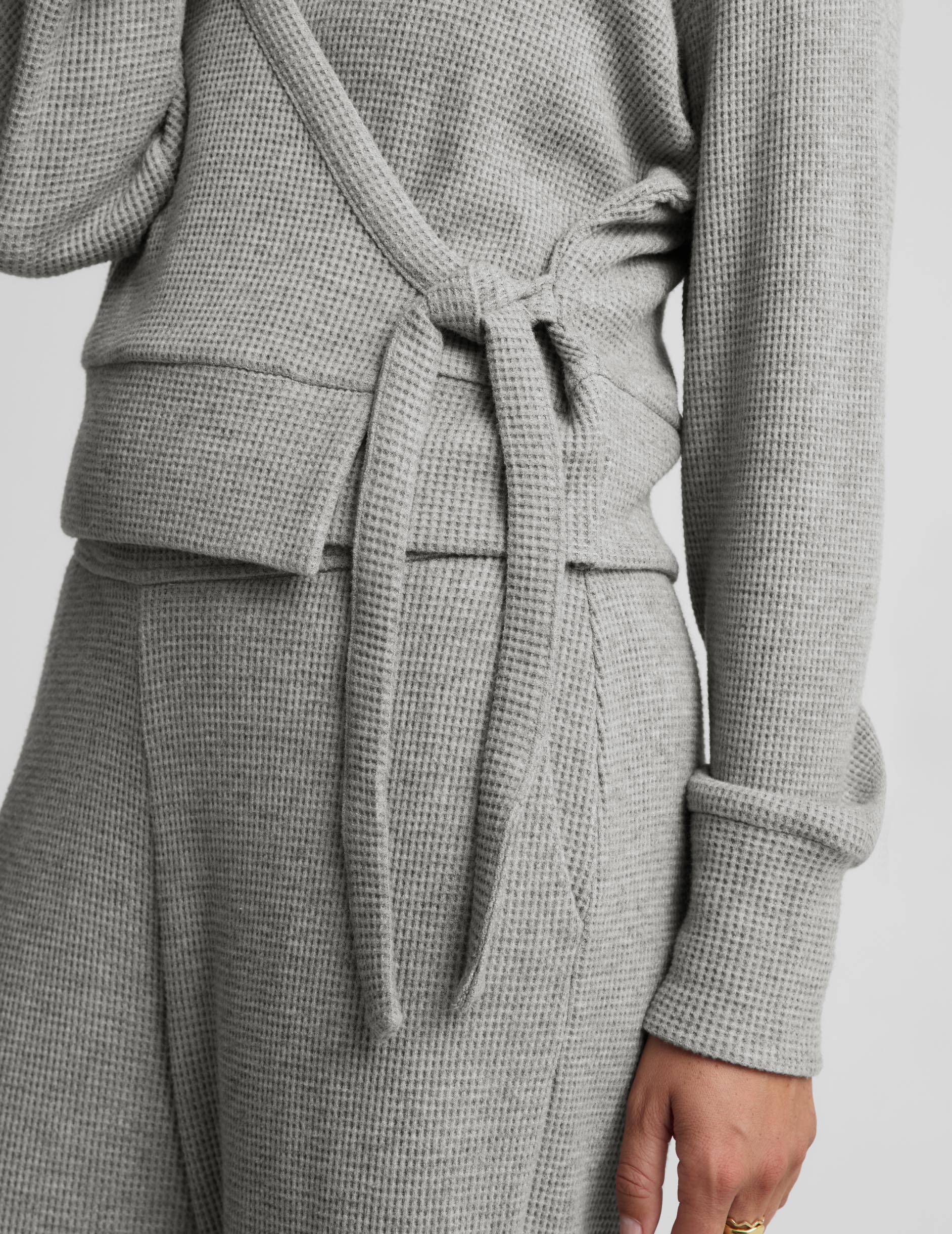 Rest Day Waffle Wrap Pullover - Heather Gray