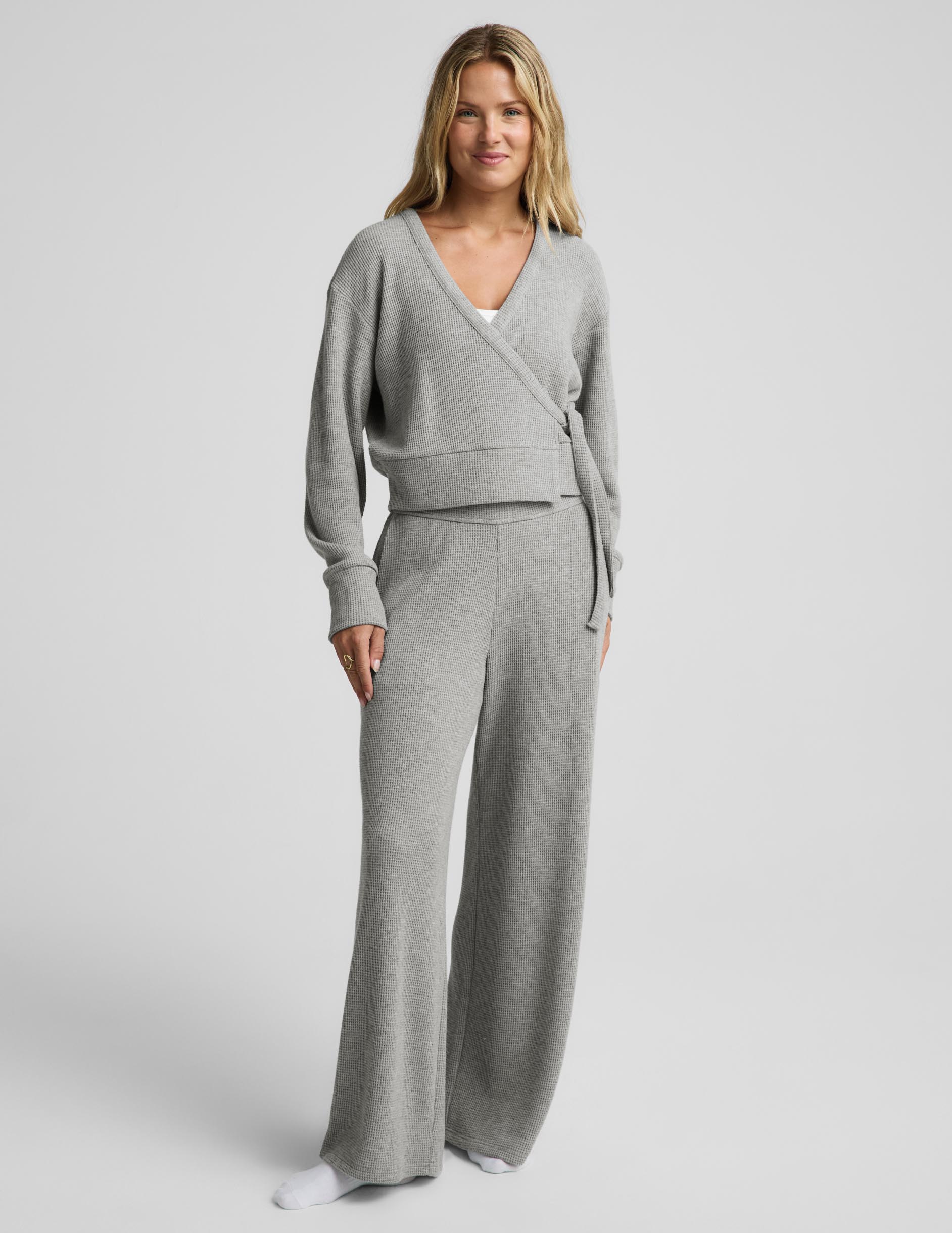 Rest Day Waffle Wrap Pullover - Heather Gray