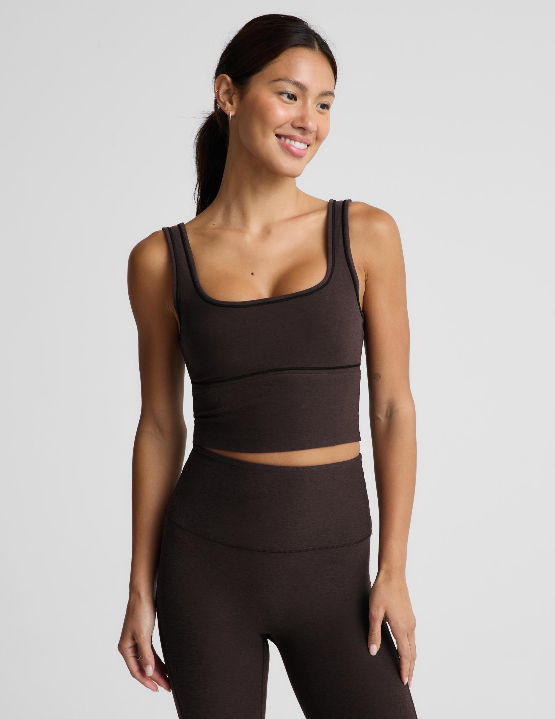 Spacedye™ Dynamic Cropped Tank - Dark Chocolate Heather
