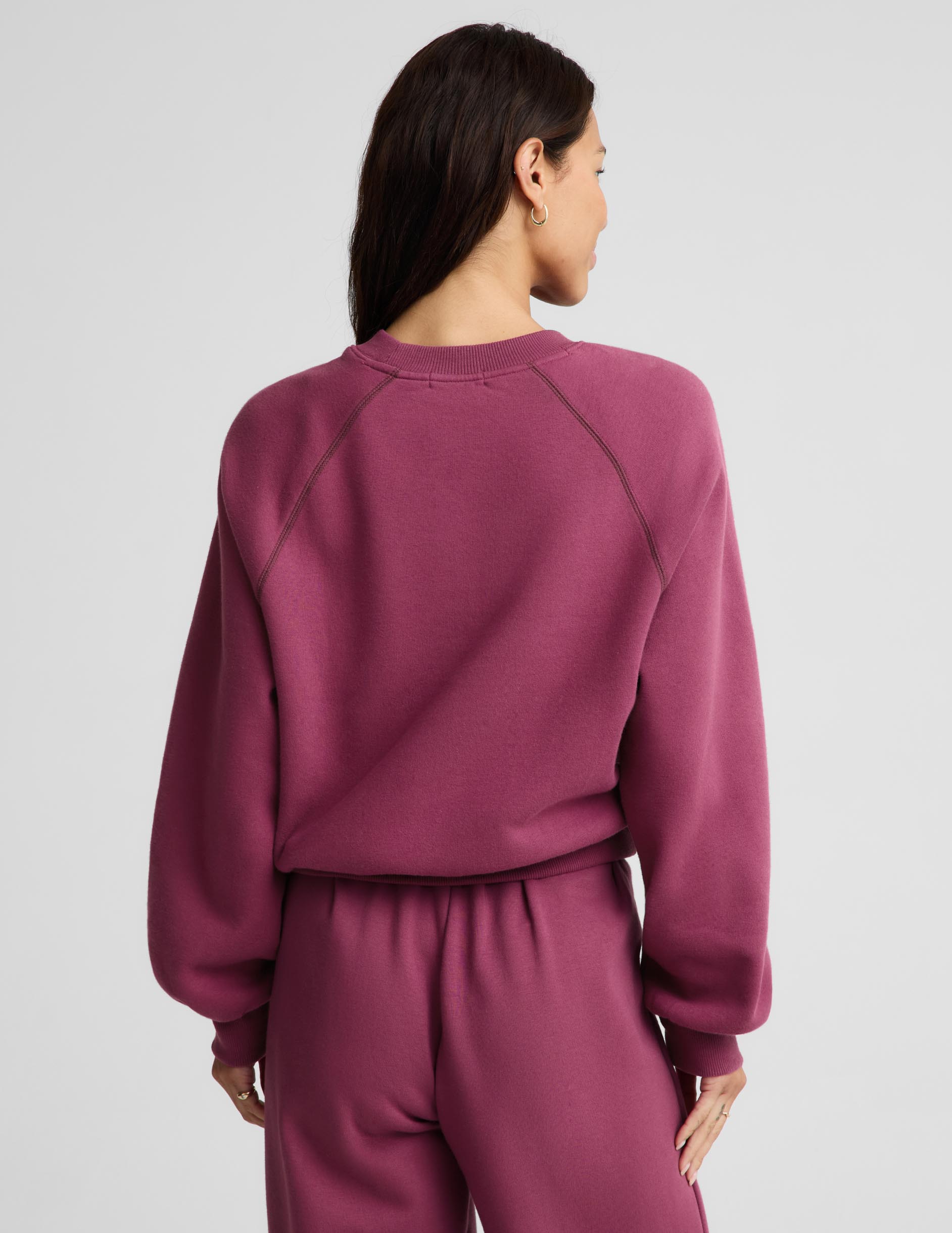 LuxeFleece 2.0™ Raglan Crewneck - Pomegranate/Cabernet