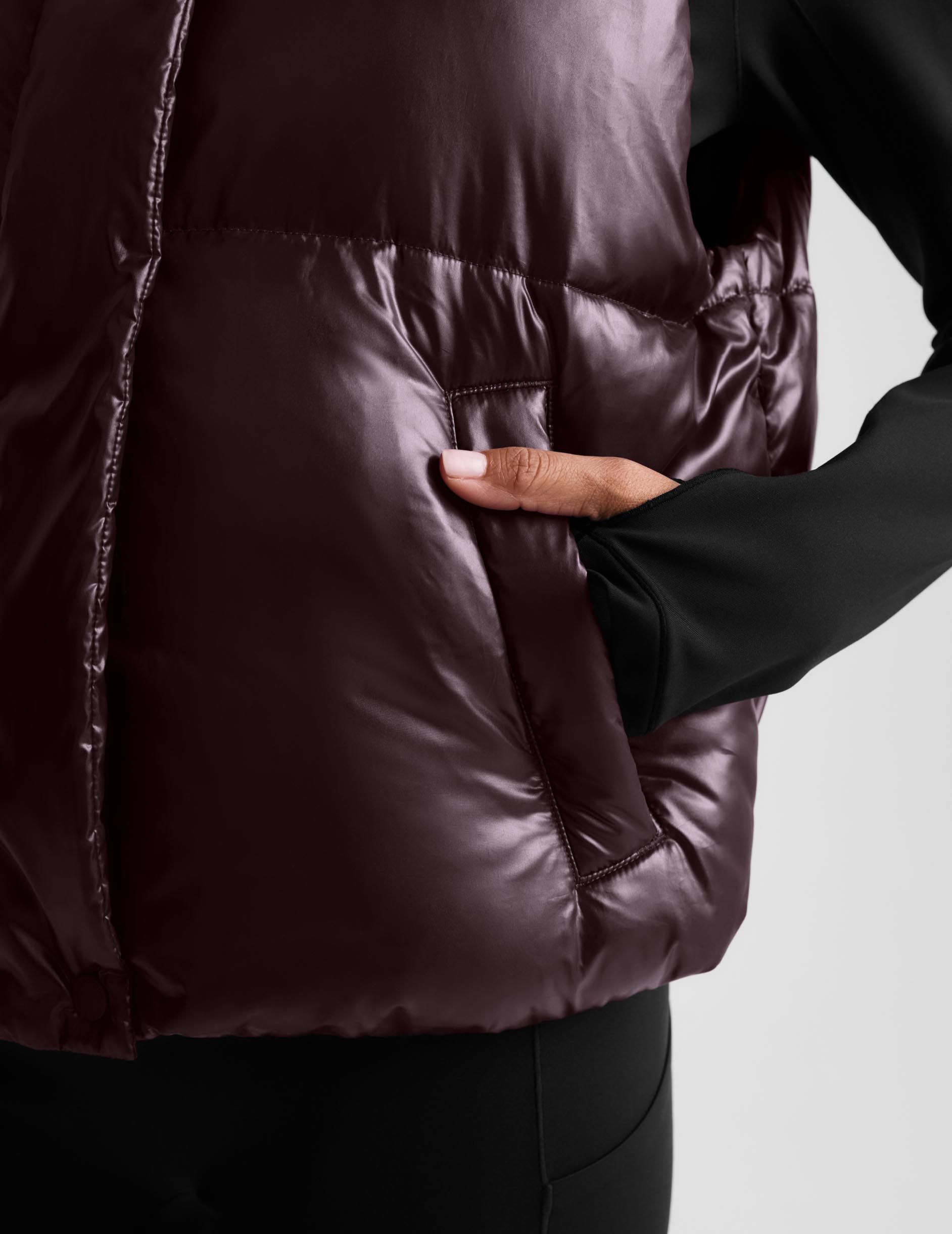 Up For It Puff Shine Vest - Shine Cabernet