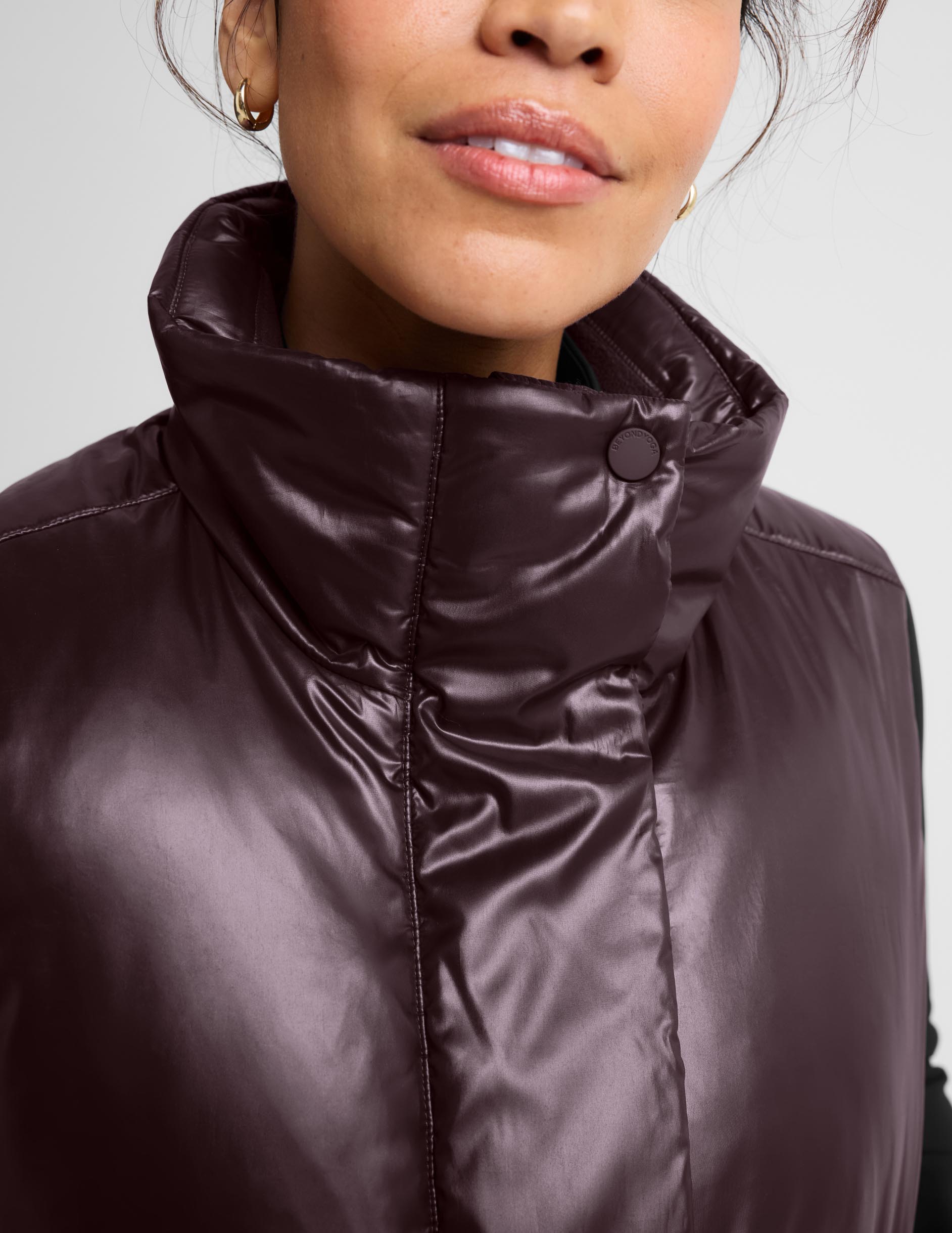 Up For It Puff Shine Vest - Shine Cabernet