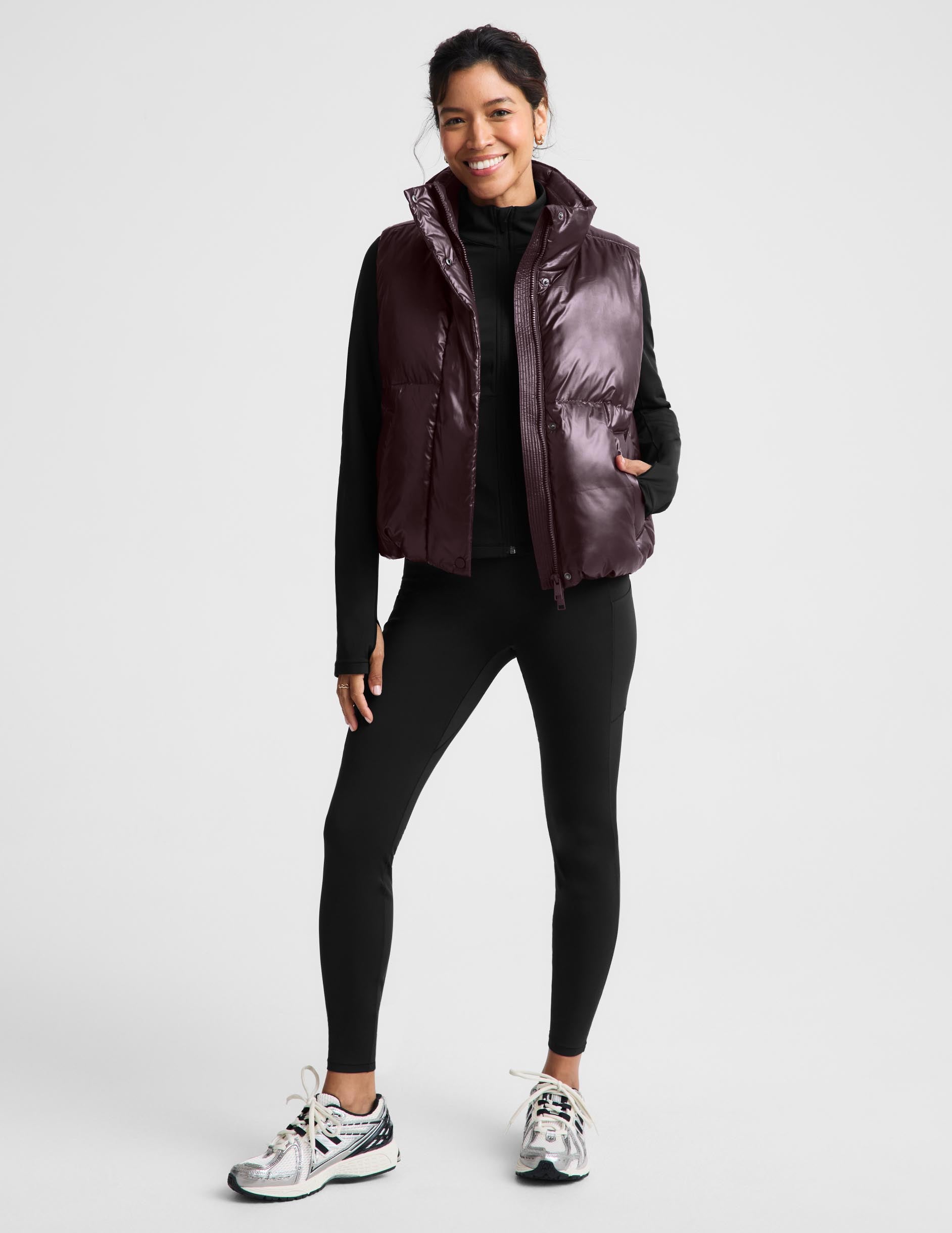 Up For It Puff Shine Vest - Shine Cabernet