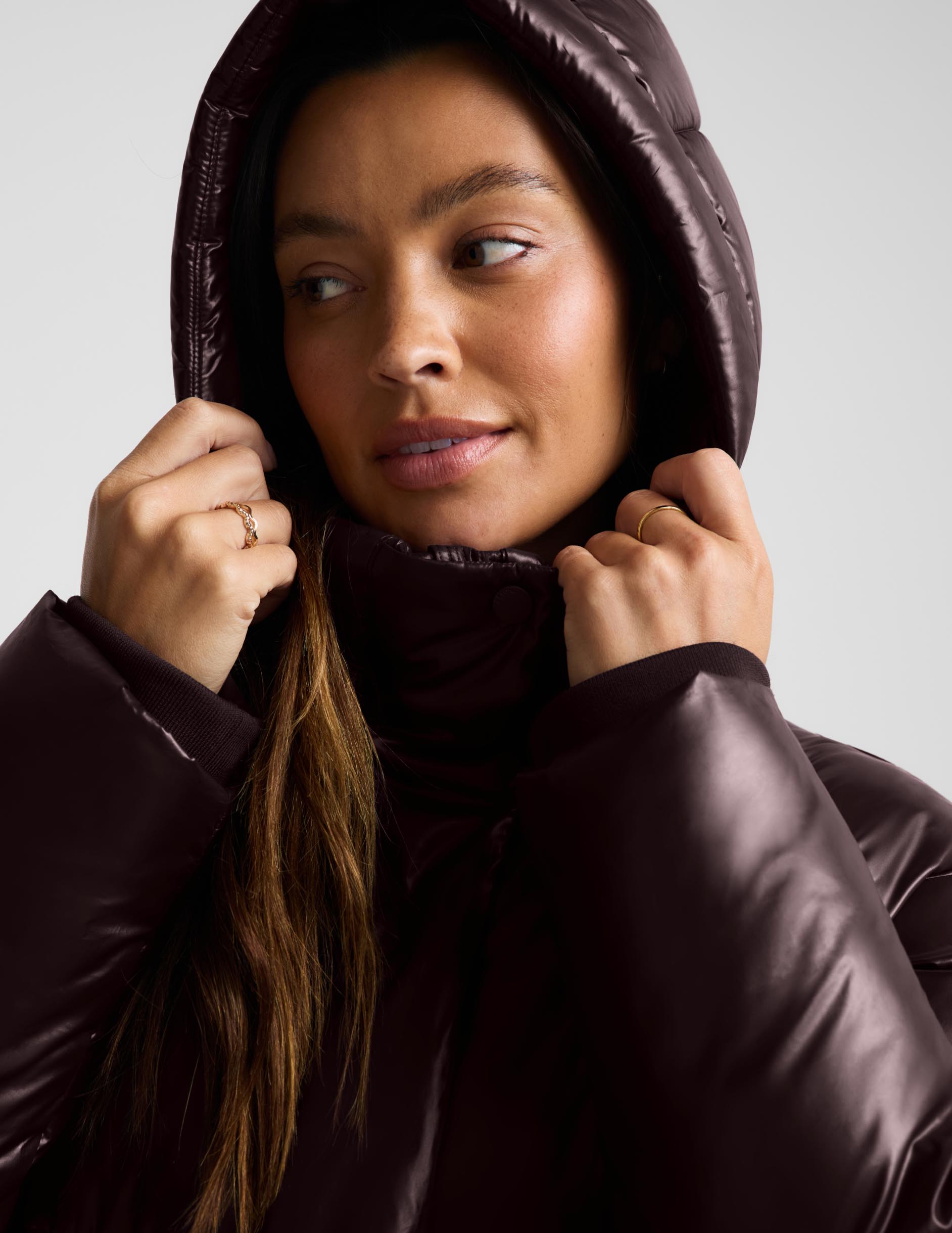 Up For It Puff Shine Jacket - Shine Cocoa Plum