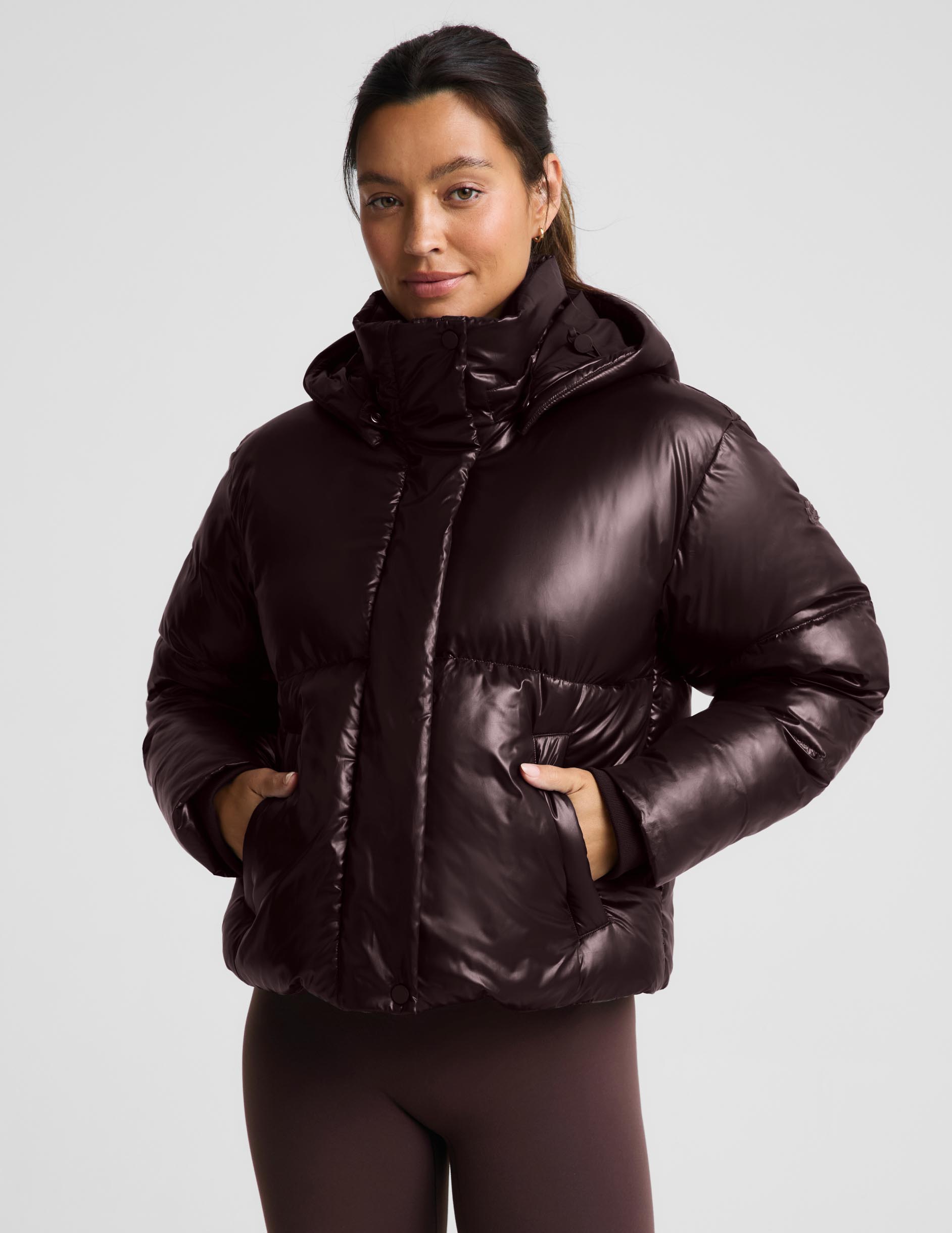 Up For It Puff Shine Jacket - Shine Cocoa Plum