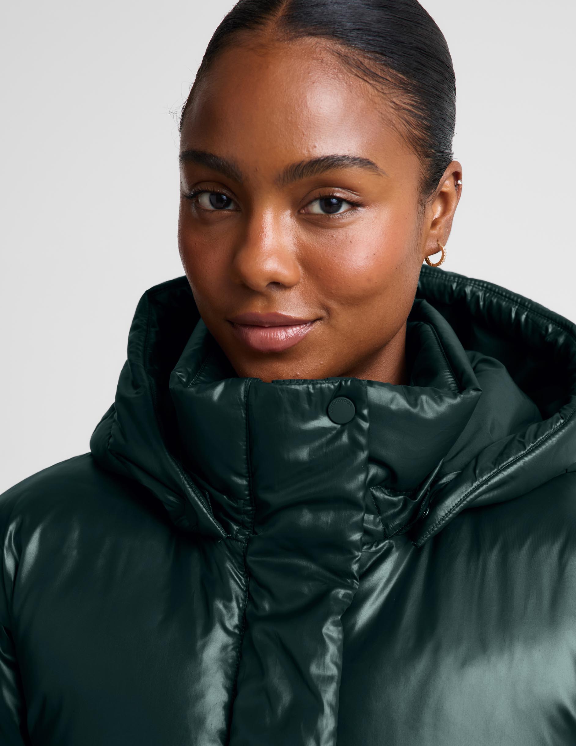 Up For It Puff Shine Jacket - Shine Dark Ivy