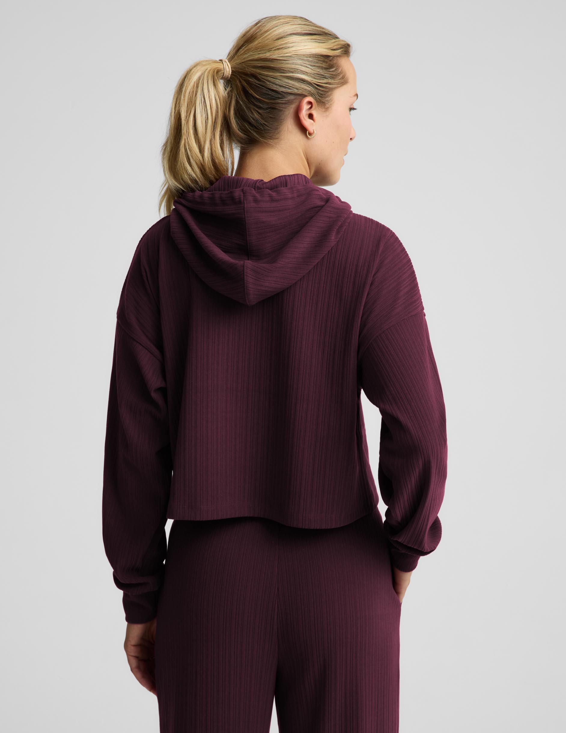 Breathe Easy Ribbed Hoodie - Cabernet
