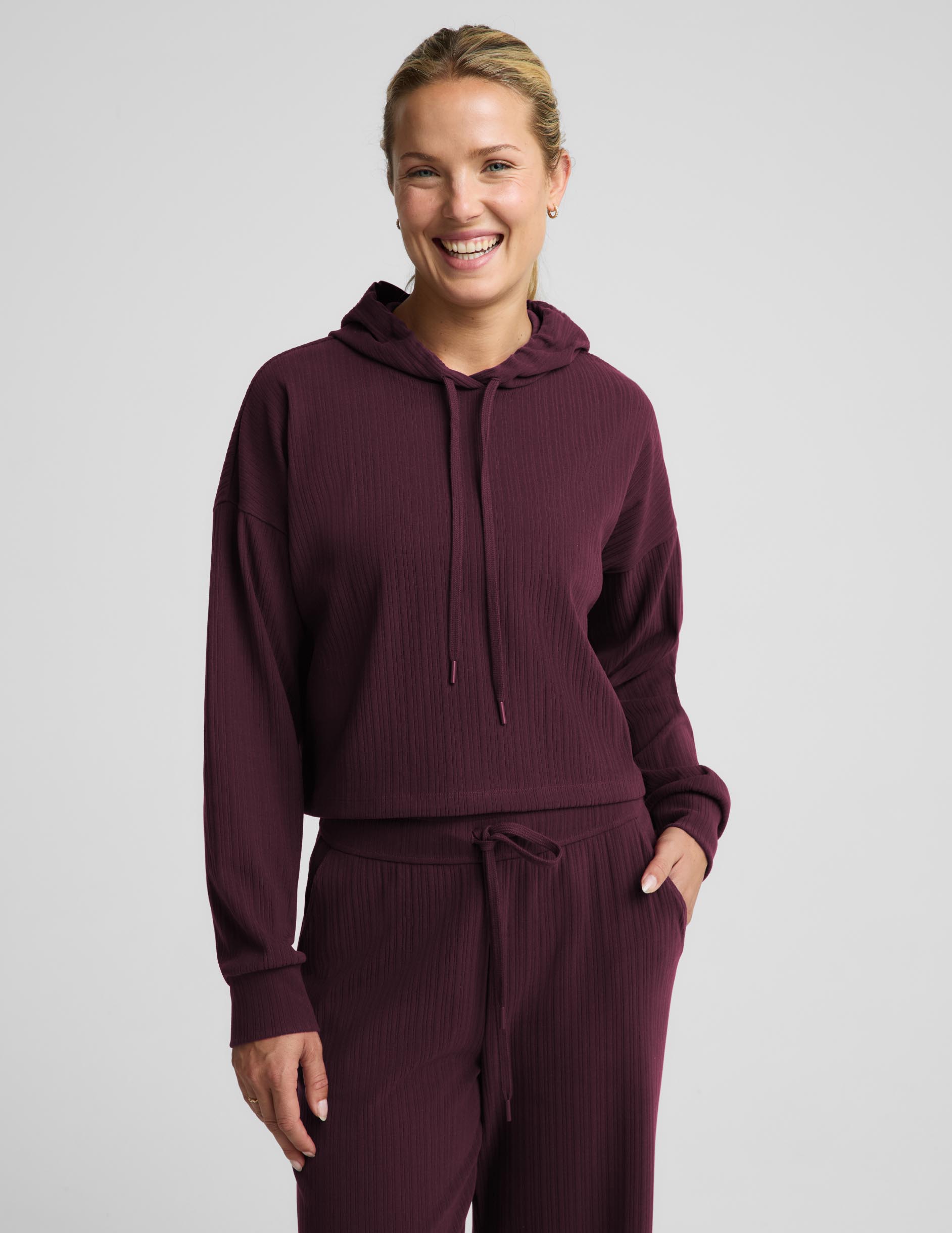 Breathe Easy Ribbed Hoodie - Cabernet