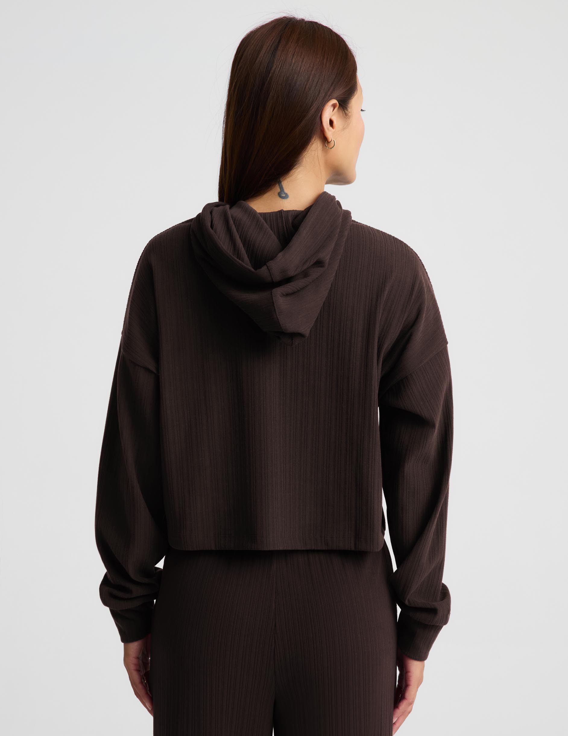 Breathe Easy Ribbed Hoodie - Dark Chocolate