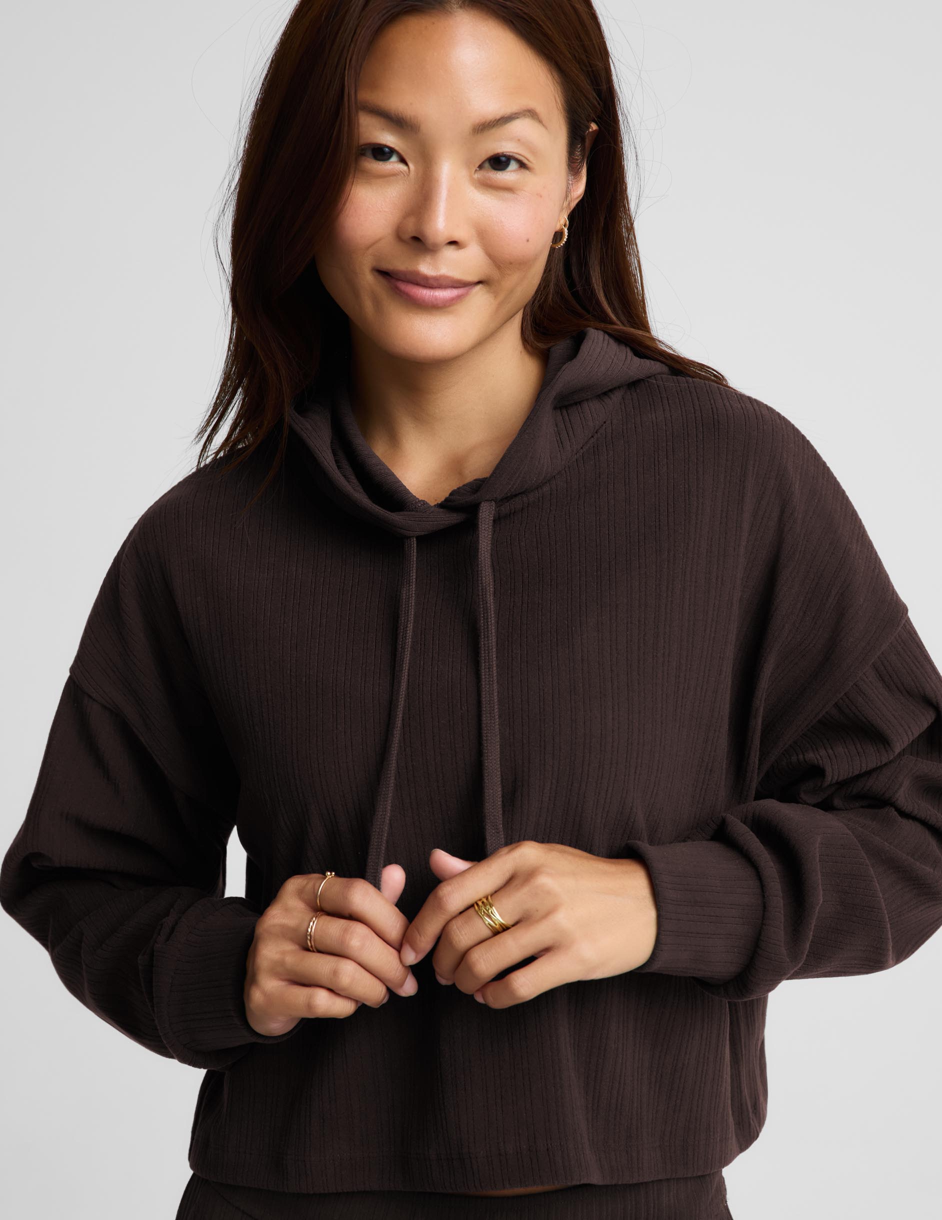 Breathe Easy Ribbed Hoodie - Dark Chocolate