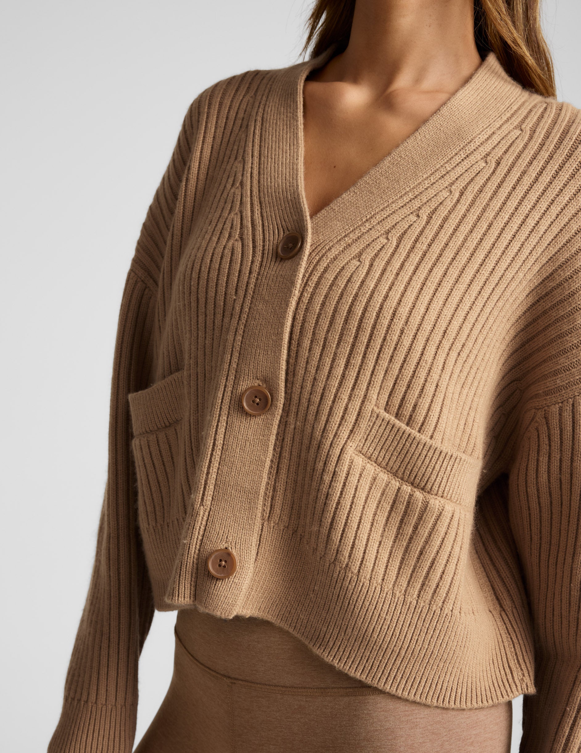 Wool Blend Cardigan - Camel