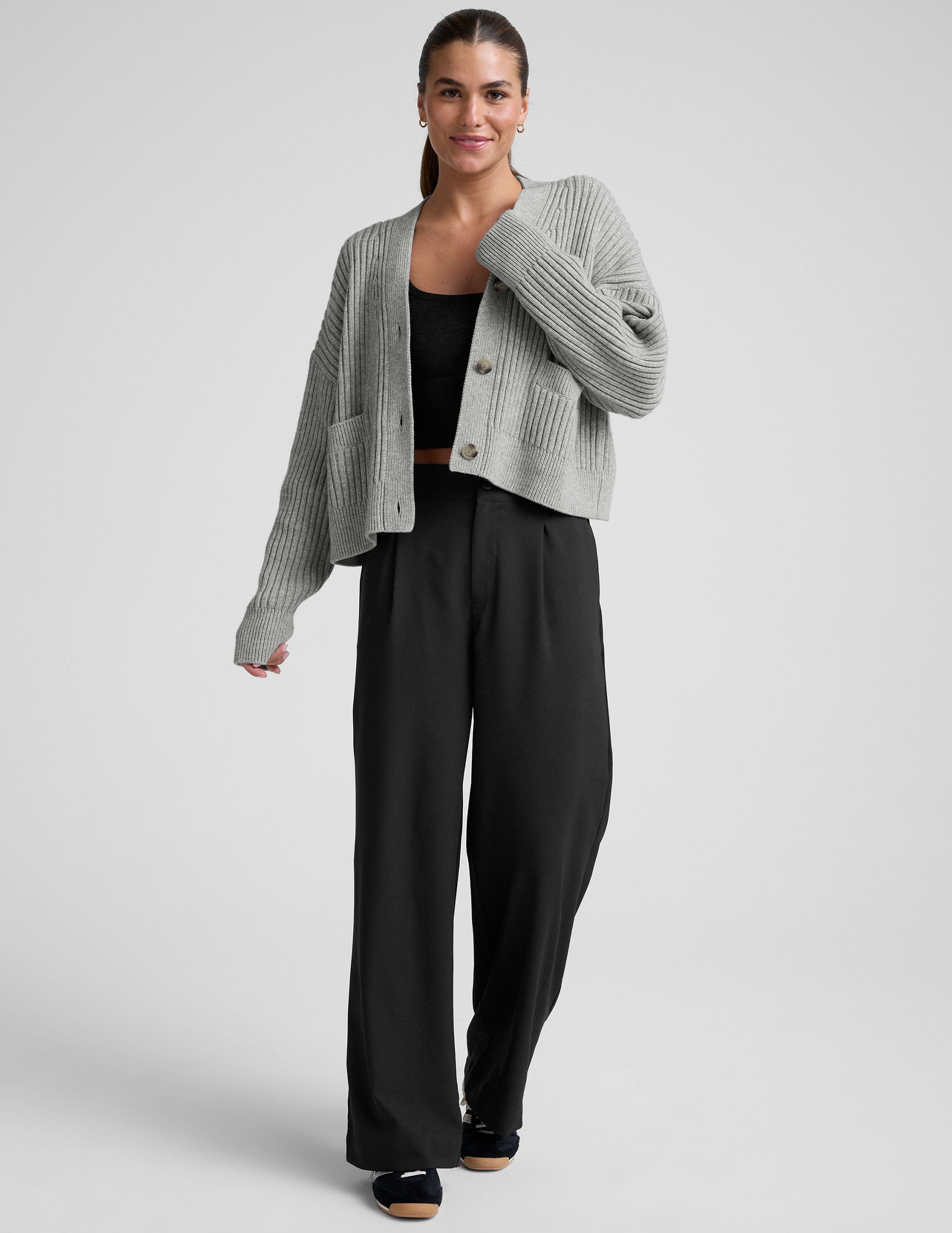 Wool Blend Cardigan - Gray Heather