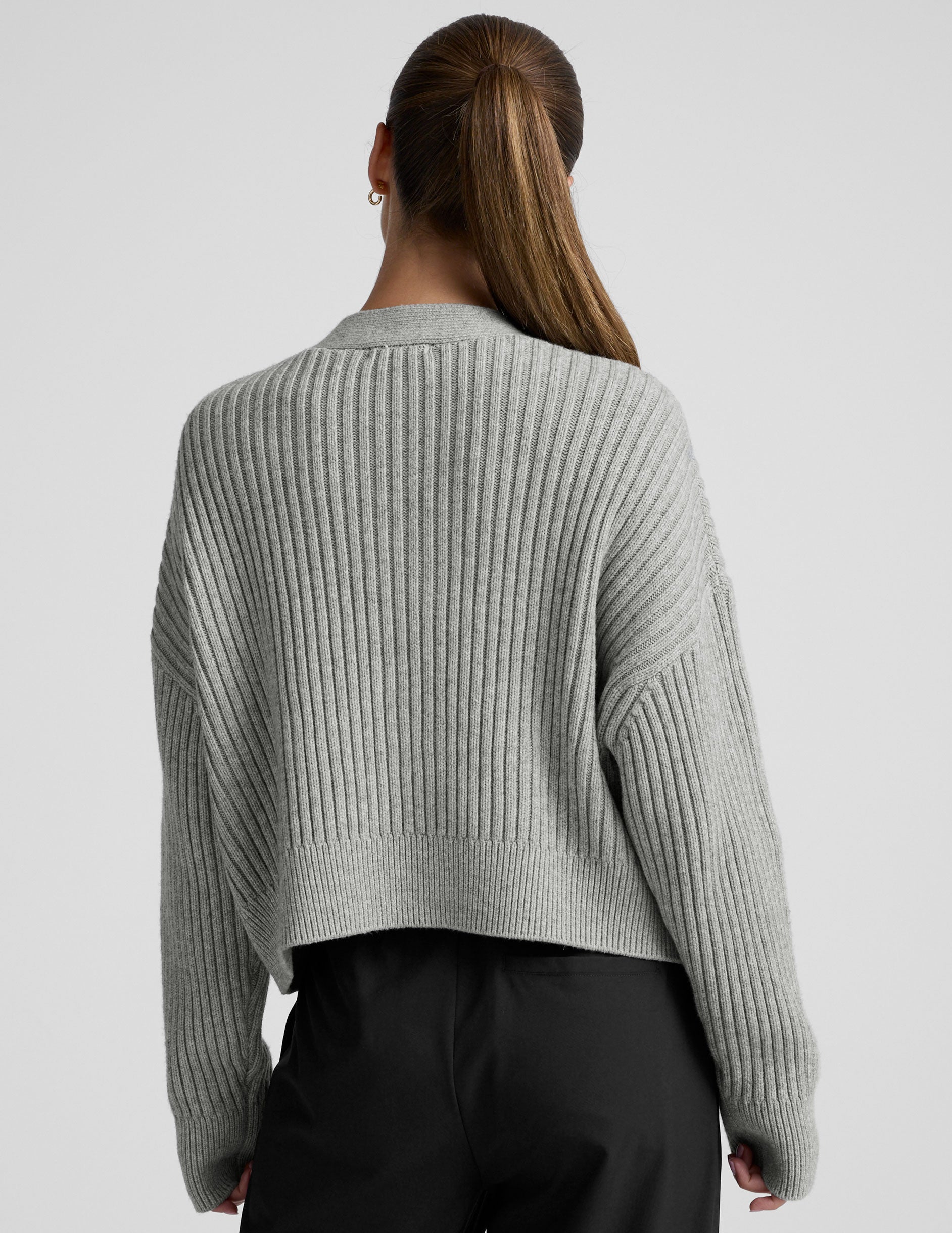 Wool Blend Cardigan - Gray Heather