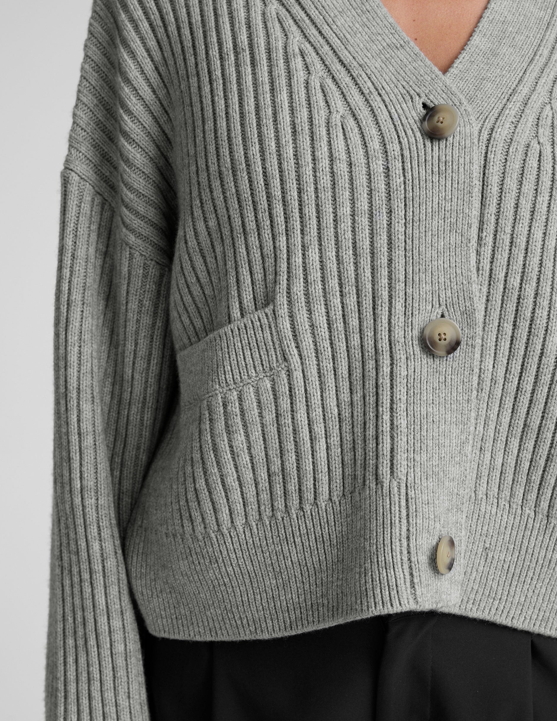 Wool Blend Cardigan - Gray Heather